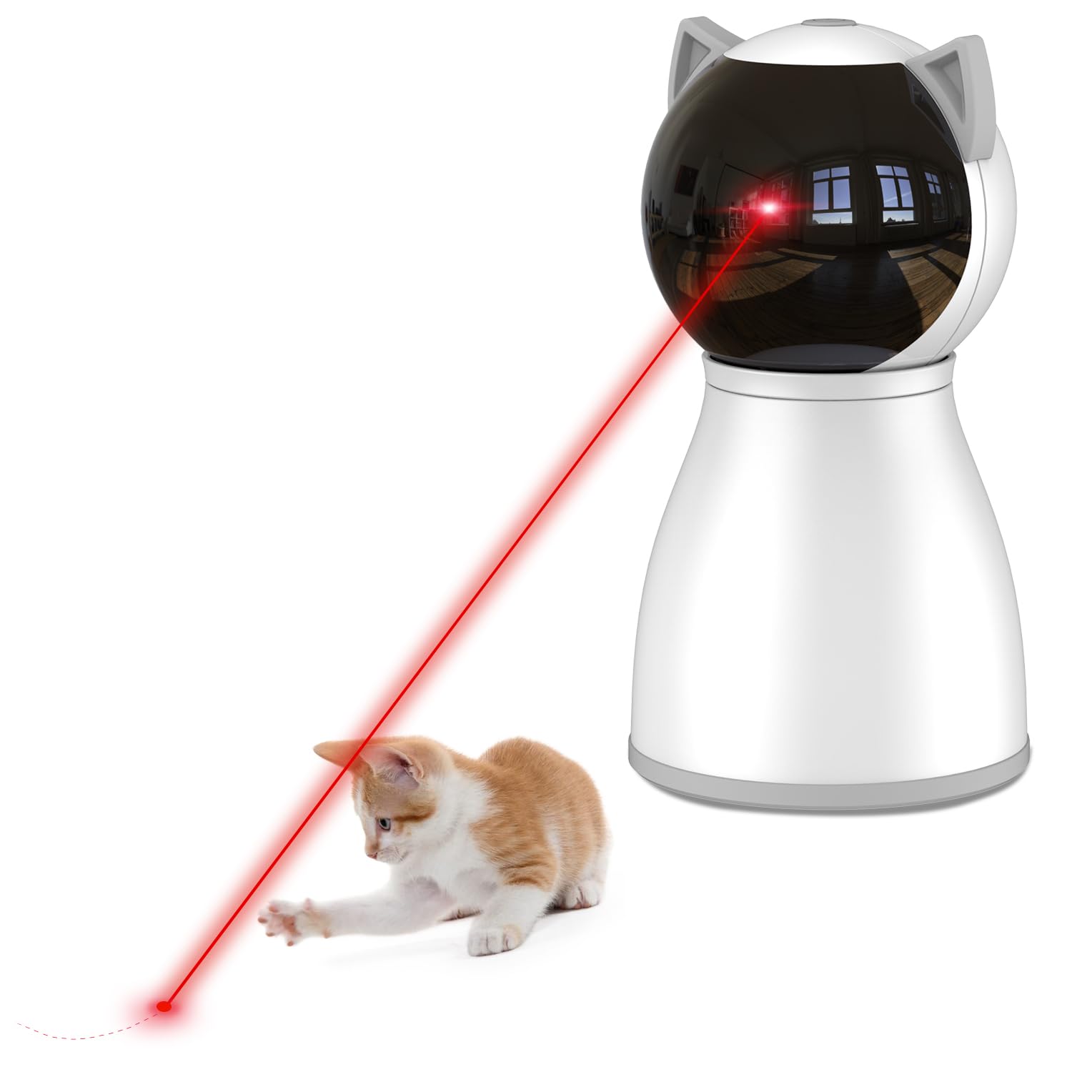 Premium Laser Cat Toys for Indoor Cats,The 4th Generation Real Random Trajectory Motion Activated Rechargeable Automatic Cat Laser Toy,Interactive Cat Toys for Bored Indoor Adult Cats/Kittens(White)