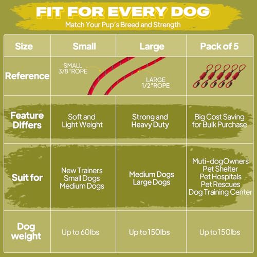 Durable Slip Lead Dog Leash, Heavy Duty Dog Loop Leashes, Comfortable Strong Rope Slip Leash for Large Medium Dogs, No Pull Pet Training Lead with Highly Reflective