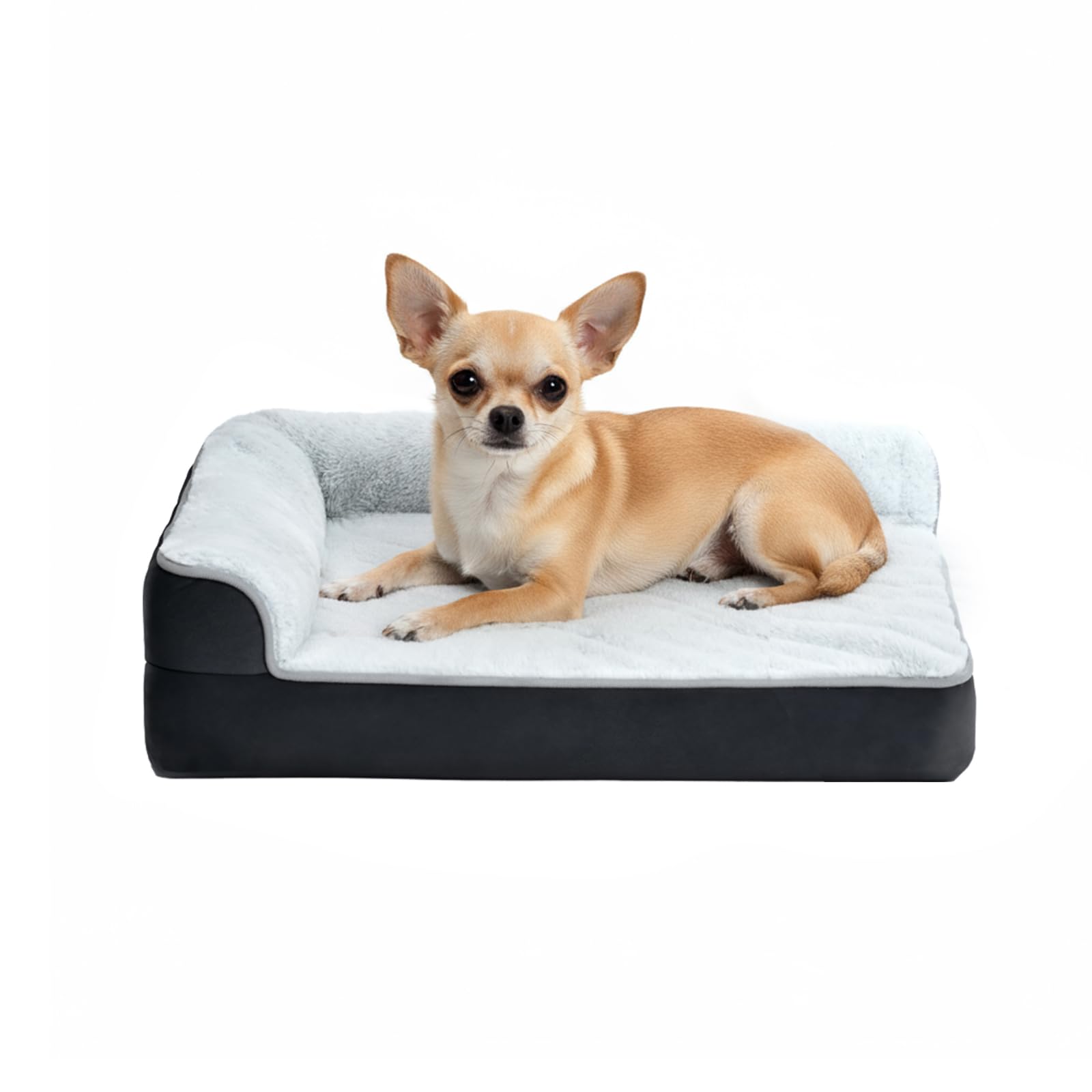 Washable L-Shaped Dog Bed for Small Dogs, Anti-Slip Pet Sofa Bed for Indoor Dogs, Crate Bed