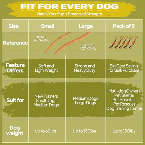 Durable Slip Lead Dog Leash, Heavy Duty Dog Loop Leashes, Comfortable Strong Rope Slip Leash for Large Medium Dogs, No Pull Pet Training Lead with Highly Reflective