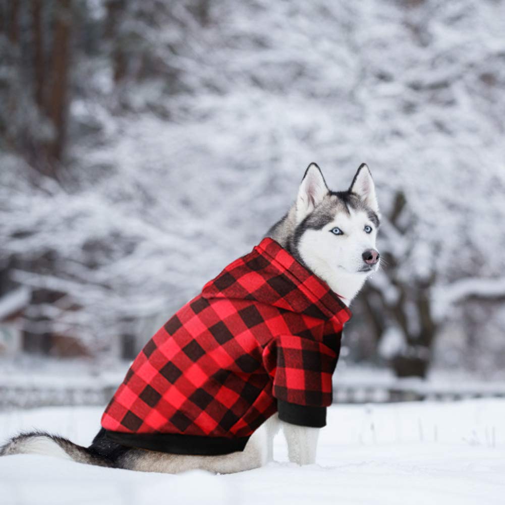Plaid Dog Hoodie Sweatshirt Sweater for Extra Large Dogs Cat Puppy Clothes Coat Warm and Soft