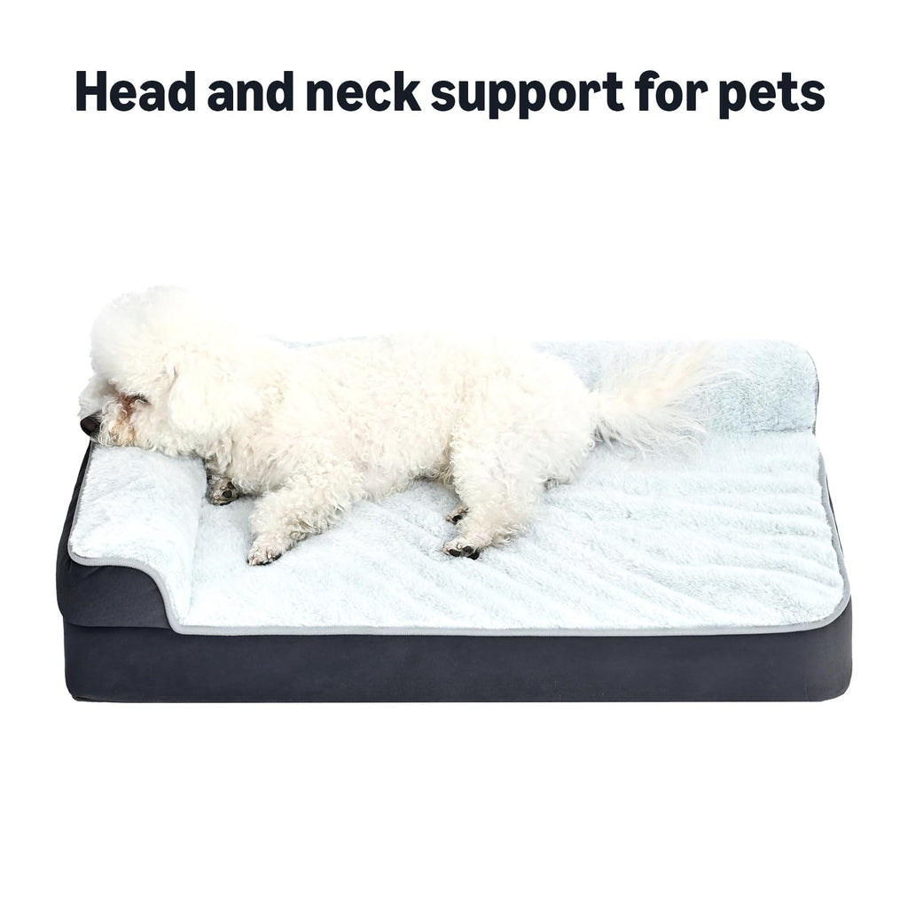 Washable L-Shaped Dog Bed for Small Dogs, Anti-Slip Pet Sofa Bed for Indoor Dogs, Crate Bed