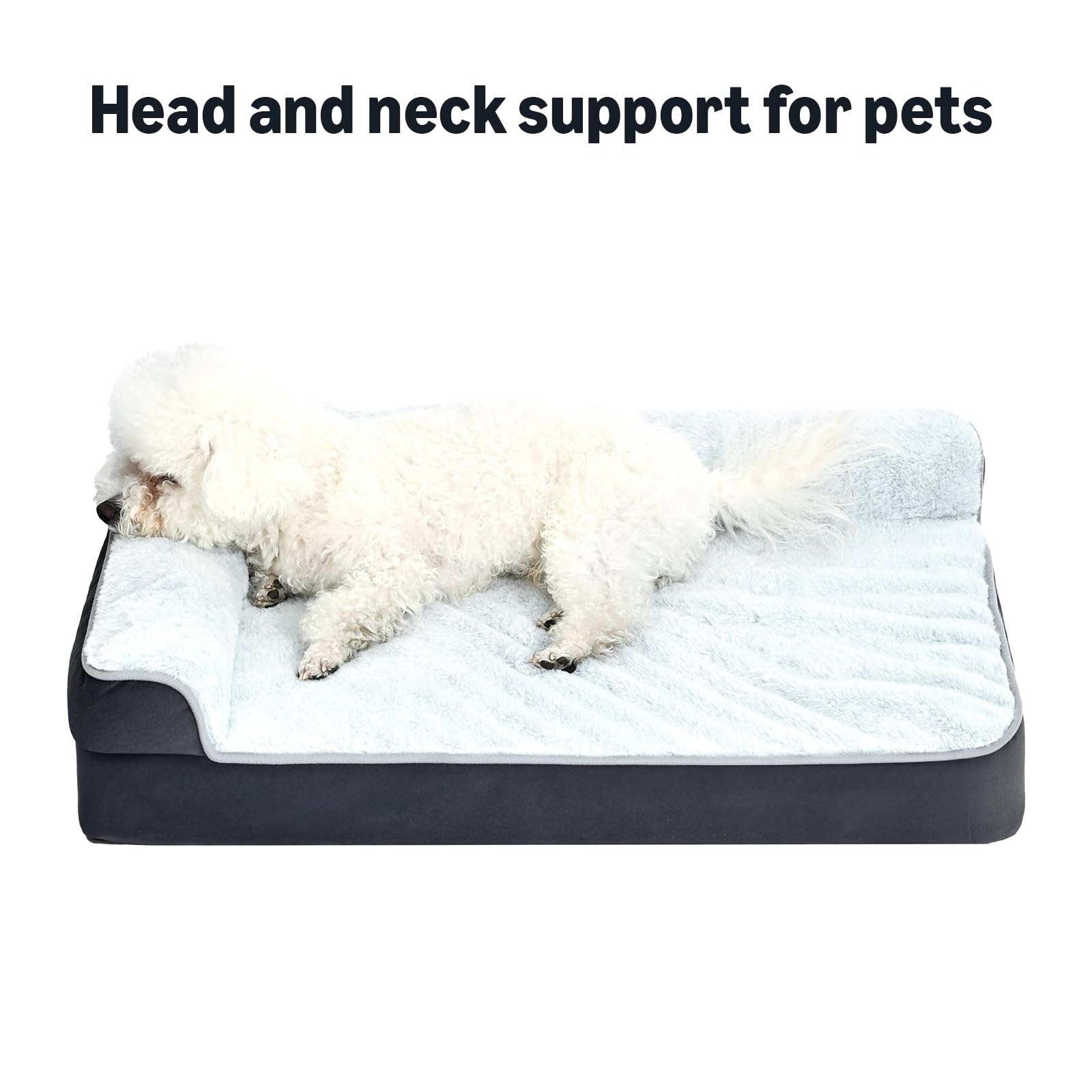 Washable L-Shaped Dog Bed for Small Dogs, Anti-Slip Pet Sofa Bed for Indoor Dogs, Crate Bed