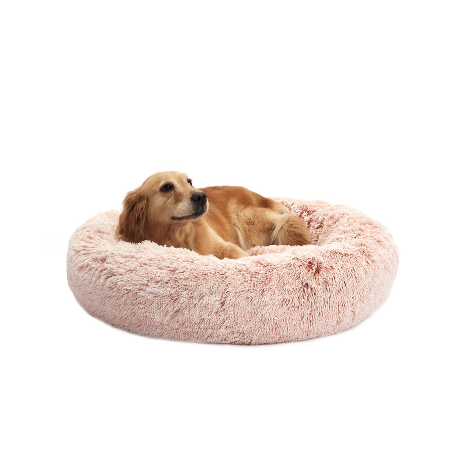 Calming Donut Dog Bed for Extra Large Dogs, Round Plush Bed with Non-Slip Bottom