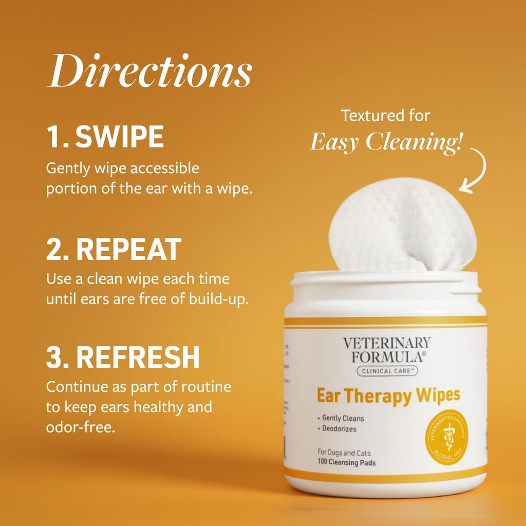 Veterinary Formula Clinical Care Ear Therapy, 8 oz. – Cat and Dog Ear Cleaner – Helps Soothe Itchiness and Clean The Ear Canal of Debris and Buildup