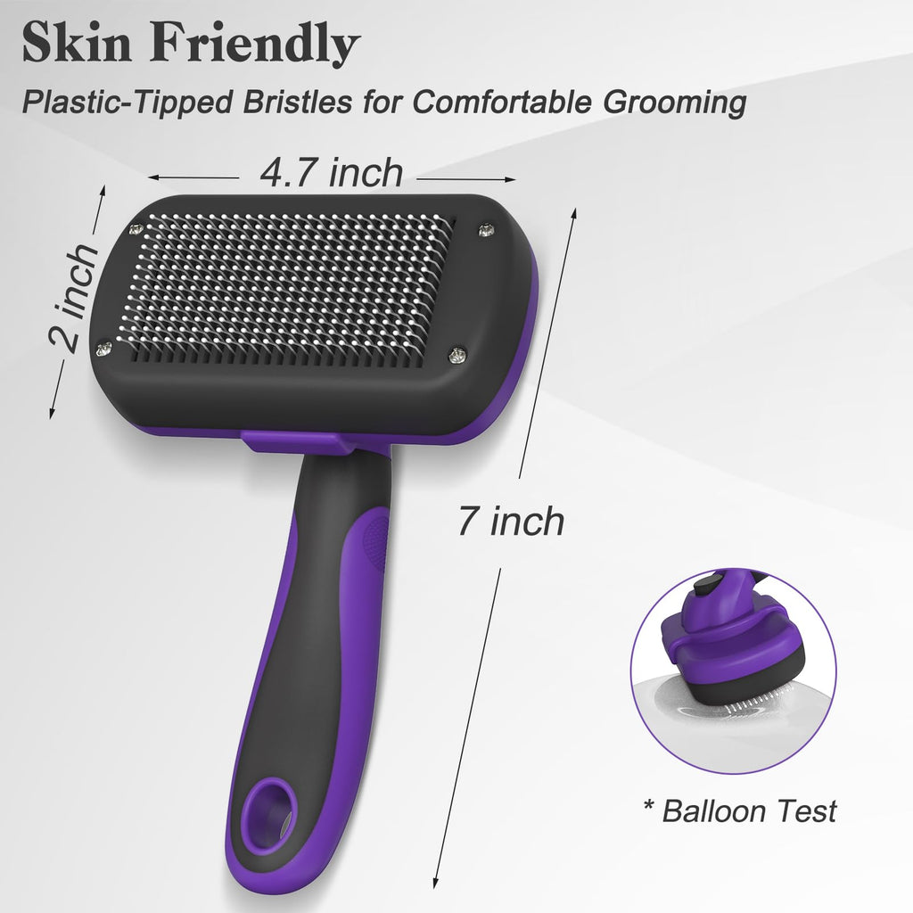 Self Cleaning Slicker Brush - Skin Friendly Deshedding Grooming Tool for Dogs & Cats, Suitable for Shedding & Haired Pets, with Pet Supplies Accessories, Blue