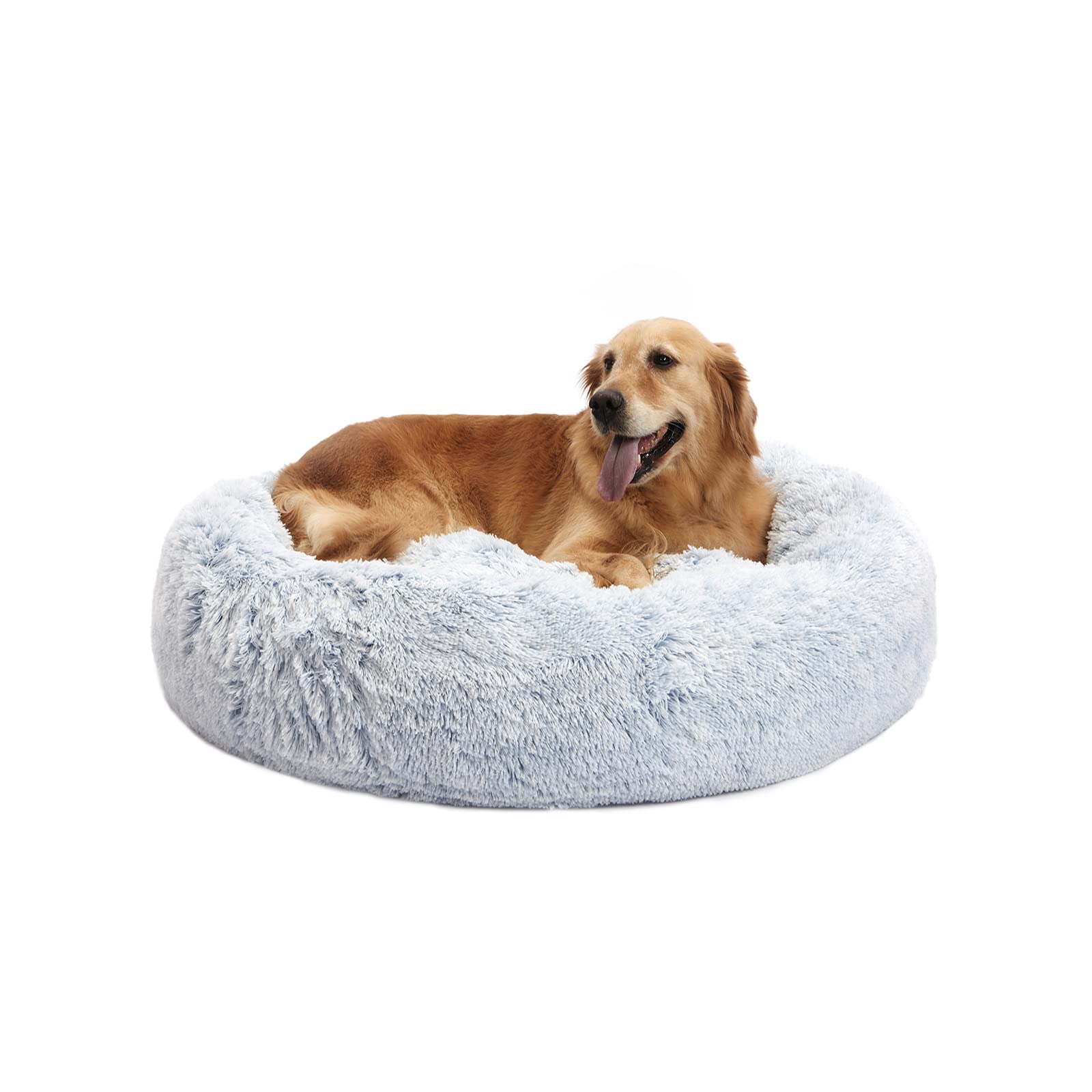 Calming Donut Dog Bed for Extra Large Dogs, Round Plush Bed with Non-Slip Bottom