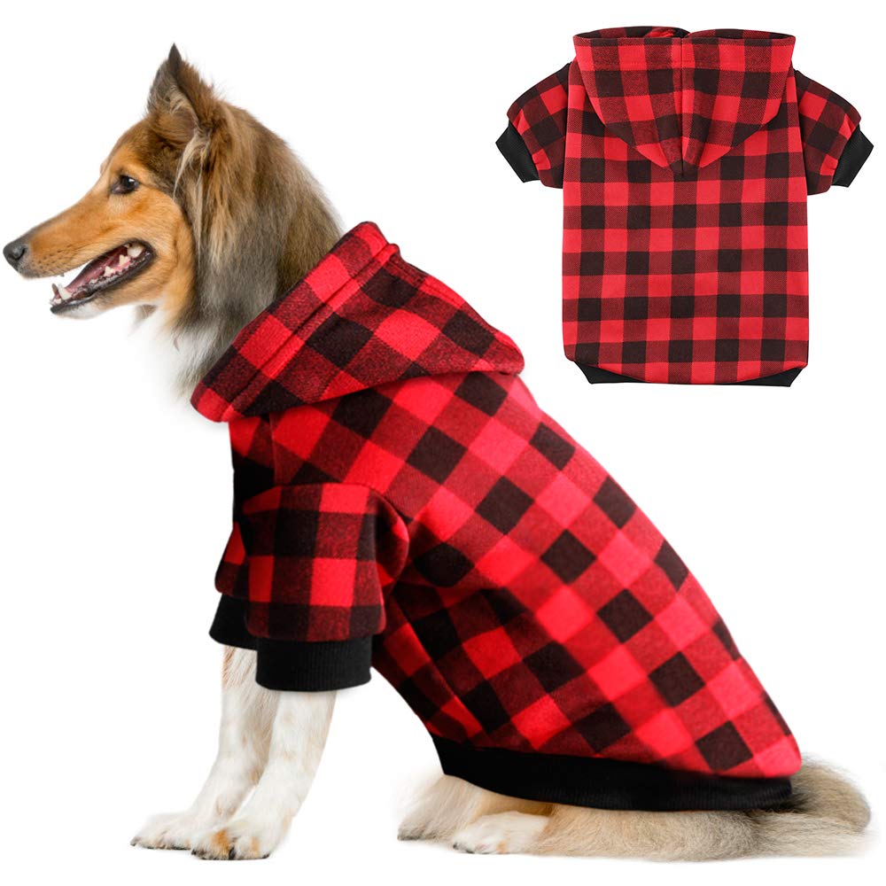 Plaid Dog Hoodie Sweatshirt Sweater for Extra Large Dogs Cat Puppy Clothes Coat Warm and Soft