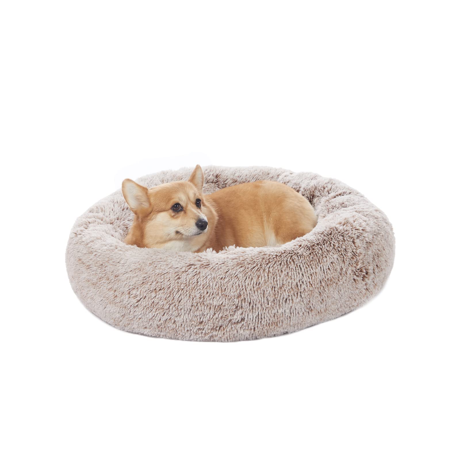 Calming Donut Dog Bed for Extra Large Dogs, Round Plush Bed with Non-Slip Bottom