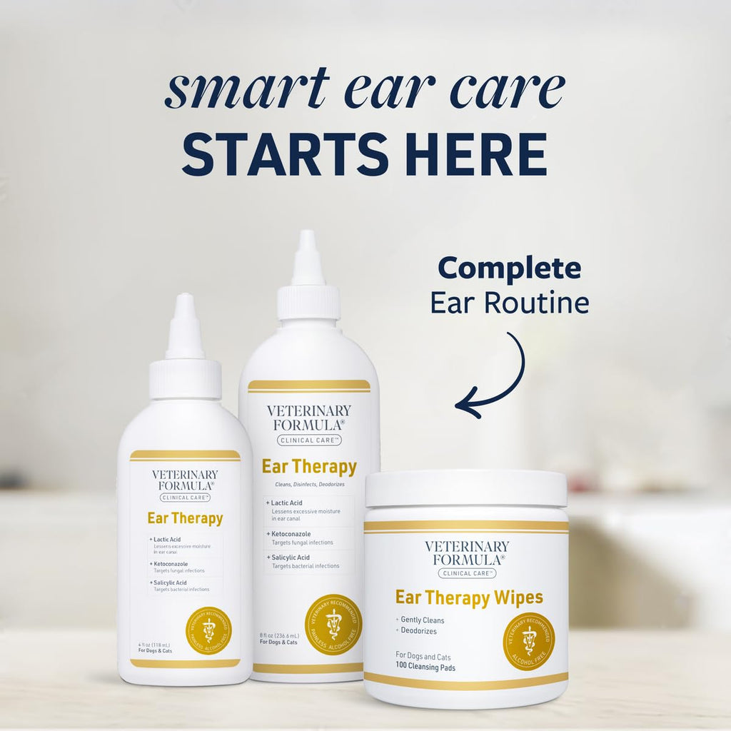 Veterinary Formula Clinical Care Ear Therapy, 8 oz. – Cat and Dog Ear Cleaner – Helps Soothe Itchiness and Clean The Ear Canal of Debris and Buildup