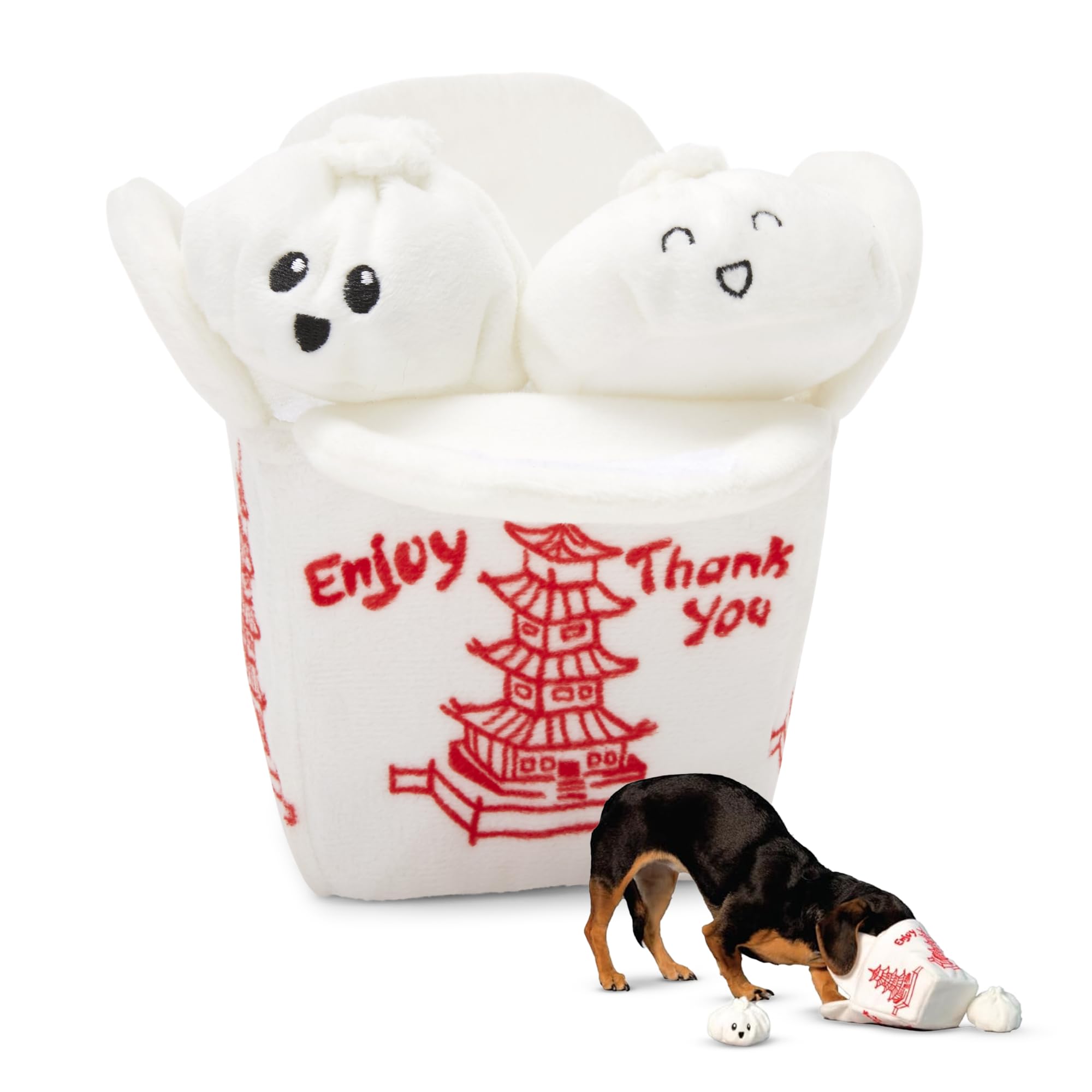 Dog Toy 2 in 1 Interactive, Plush Exterior Material & Squeaker, Tearable Dog Toy with Squeaky Ball Inside, Ideal for Toy Destroyers - Andi's Dumpling, large