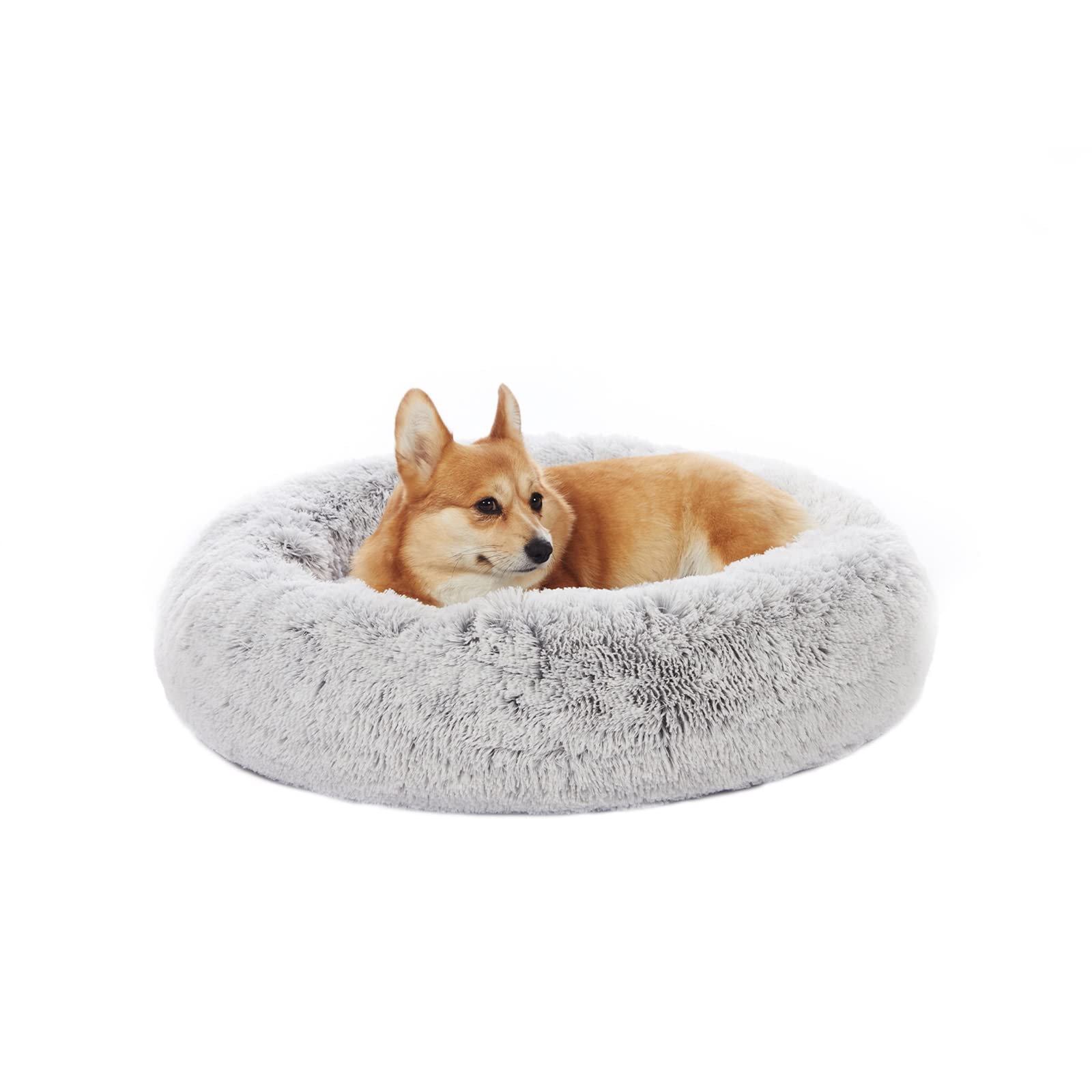 Calming Donut Dog Bed for Extra Large Dogs, Round Plush Bed with Non-Slip Bottom