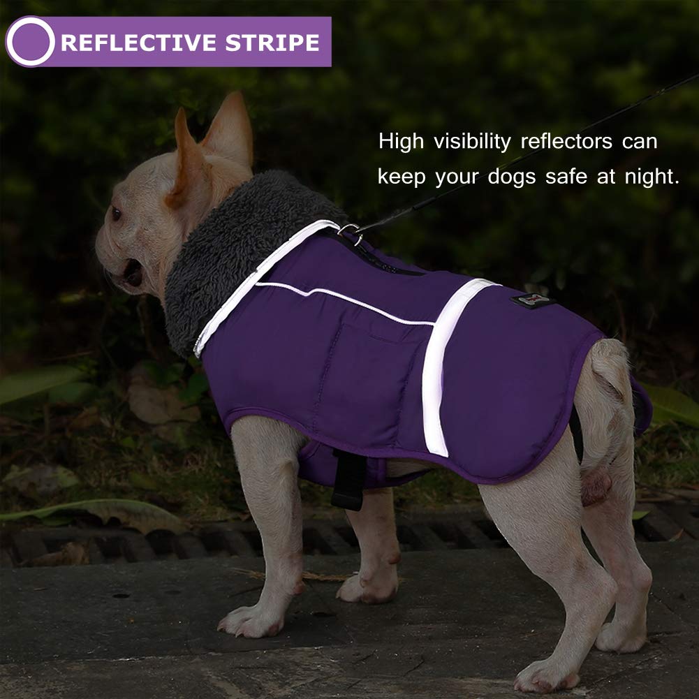Premium Warm Dog Coat Reflective Dog Jacket, Waterproof Dog Winter Coat Turtleneck Dog Clothes for Cold Weather, Thick Fleece Dog Snowsuit Christmas Dog Vest Pet Apparel for Small Medium Large Dogs