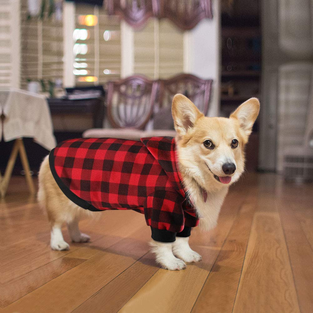 Plaid Dog Hoodie Sweatshirt Sweater for Extra Large Dogs Cat Puppy Clothes Coat Warm and Soft