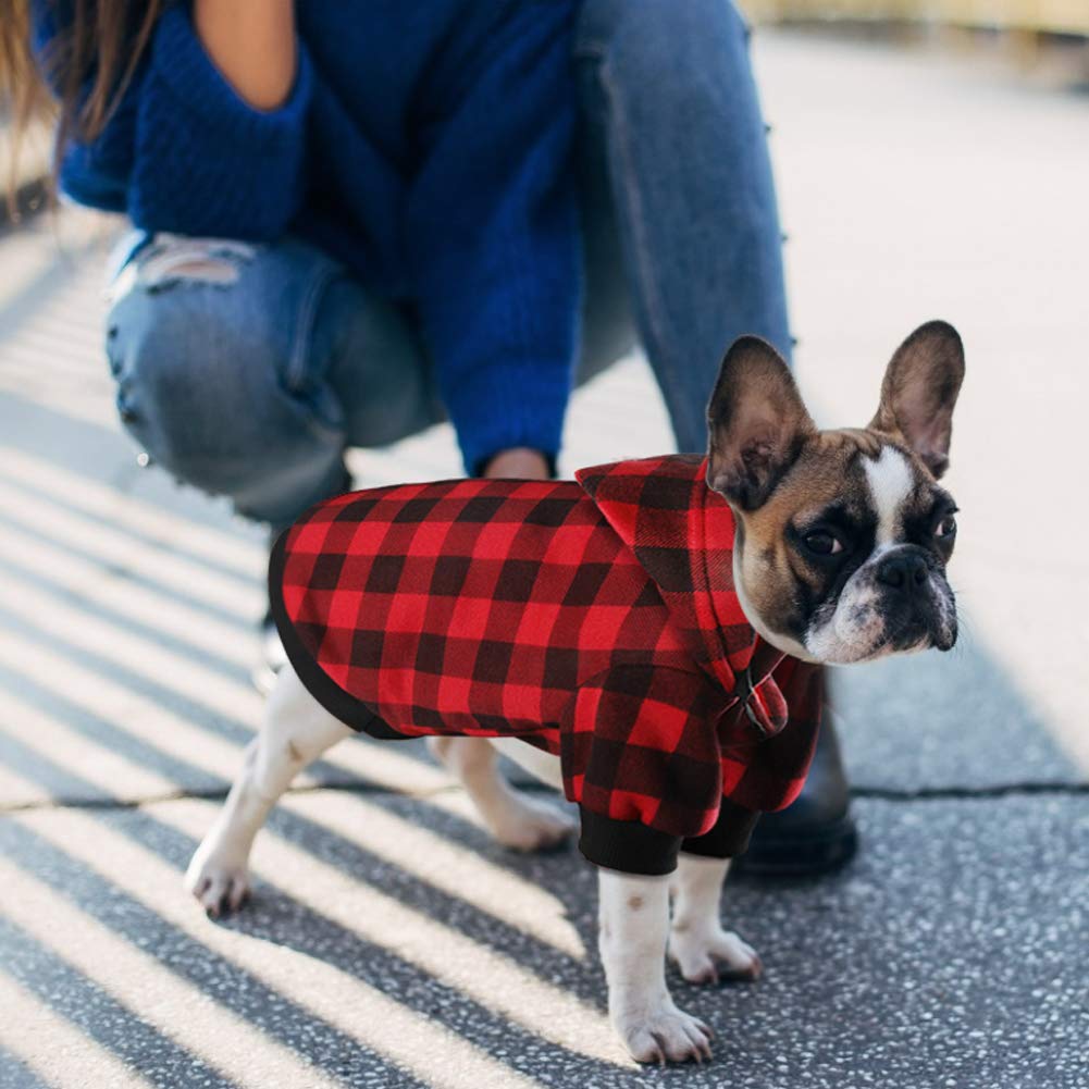 Plaid Dog Hoodie Sweatshirt Sweater for Extra Large Dogs Cat Puppy Clothes Coat Warm and Soft