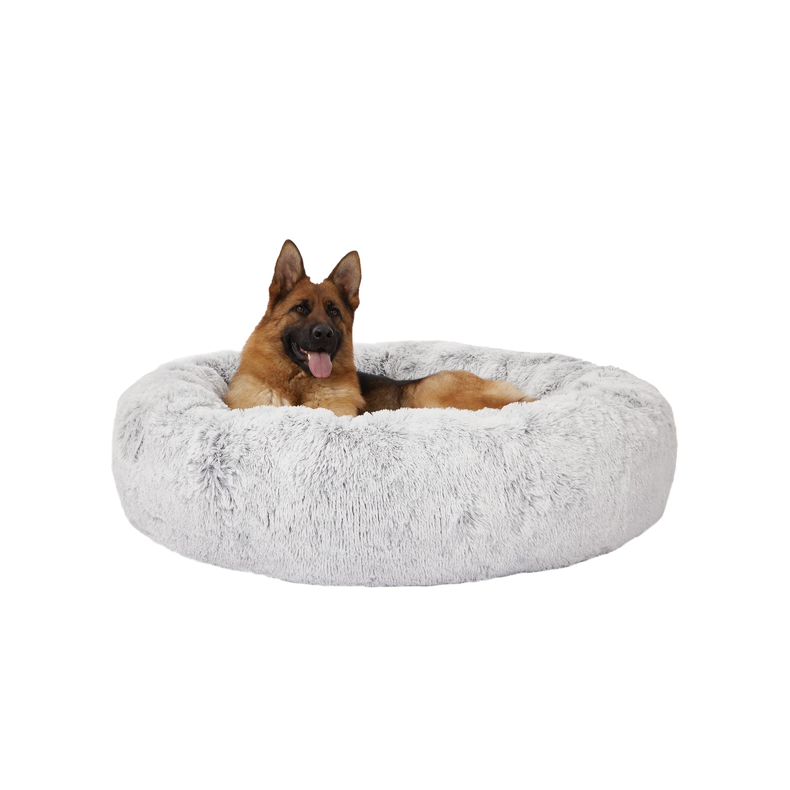 Calming Donut Dog Bed for Extra Large Dogs, Round Plush Bed with Non-Slip Bottom