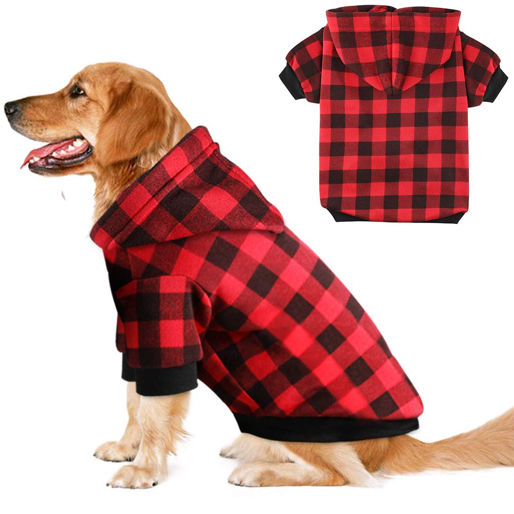 Plaid Dog Hoodie Sweatshirt Sweater for Extra Large Dogs Cat Puppy Clothes Coat Warm and Soft