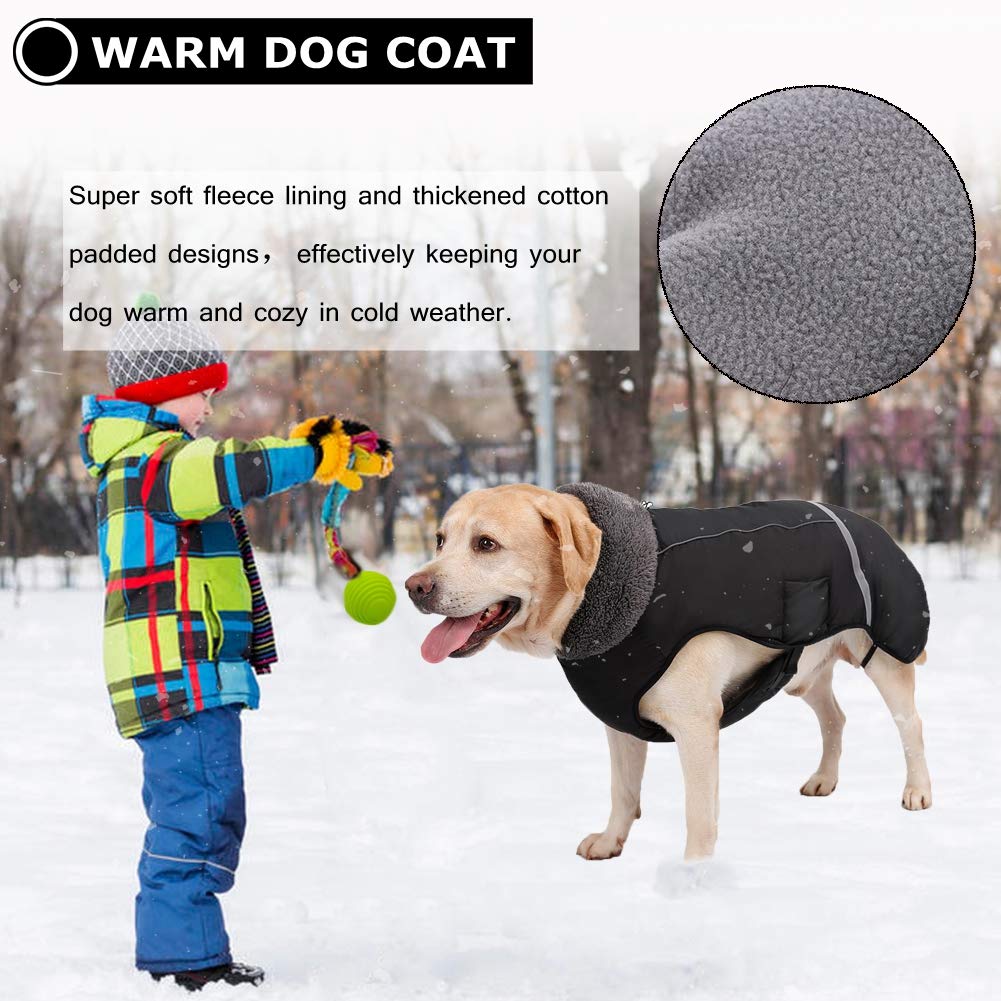 Premium Warm Dog Coat Reflective Dog Jacket, Waterproof Dog Winter Coat Turtleneck Dog Clothes for Cold Weather, Thick Fleece Dog Snowsuit Christmas Dog Vest Pet Apparel for Small Medium Large Dogs