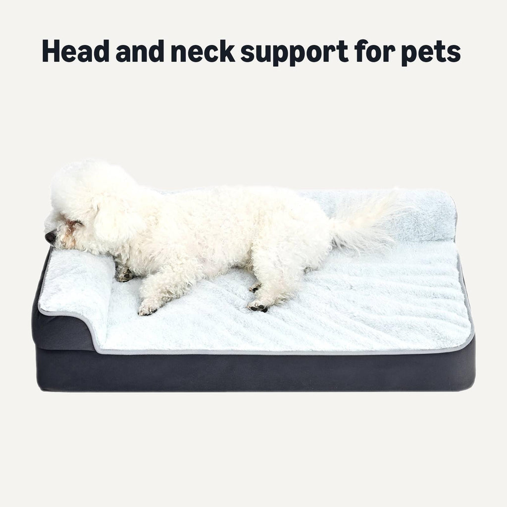 Washable L-Shaped Dog Bed for Small Dogs, Anti-Slip Pet Sofa Bed for Indoor Dogs, Crate Bed