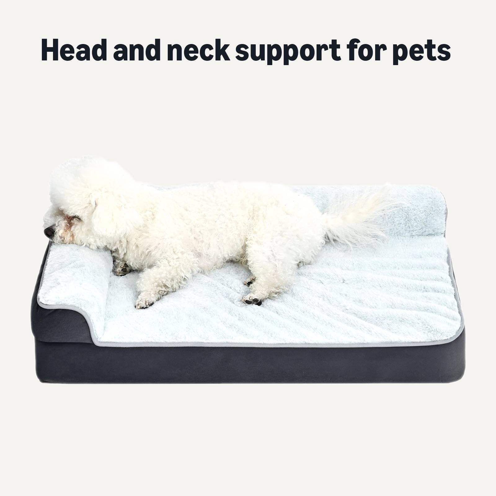 Washable L-Shaped Dog Bed for Small Dogs, Anti-Slip Pet Sofa Bed for Indoor Dogs, Crate Bed