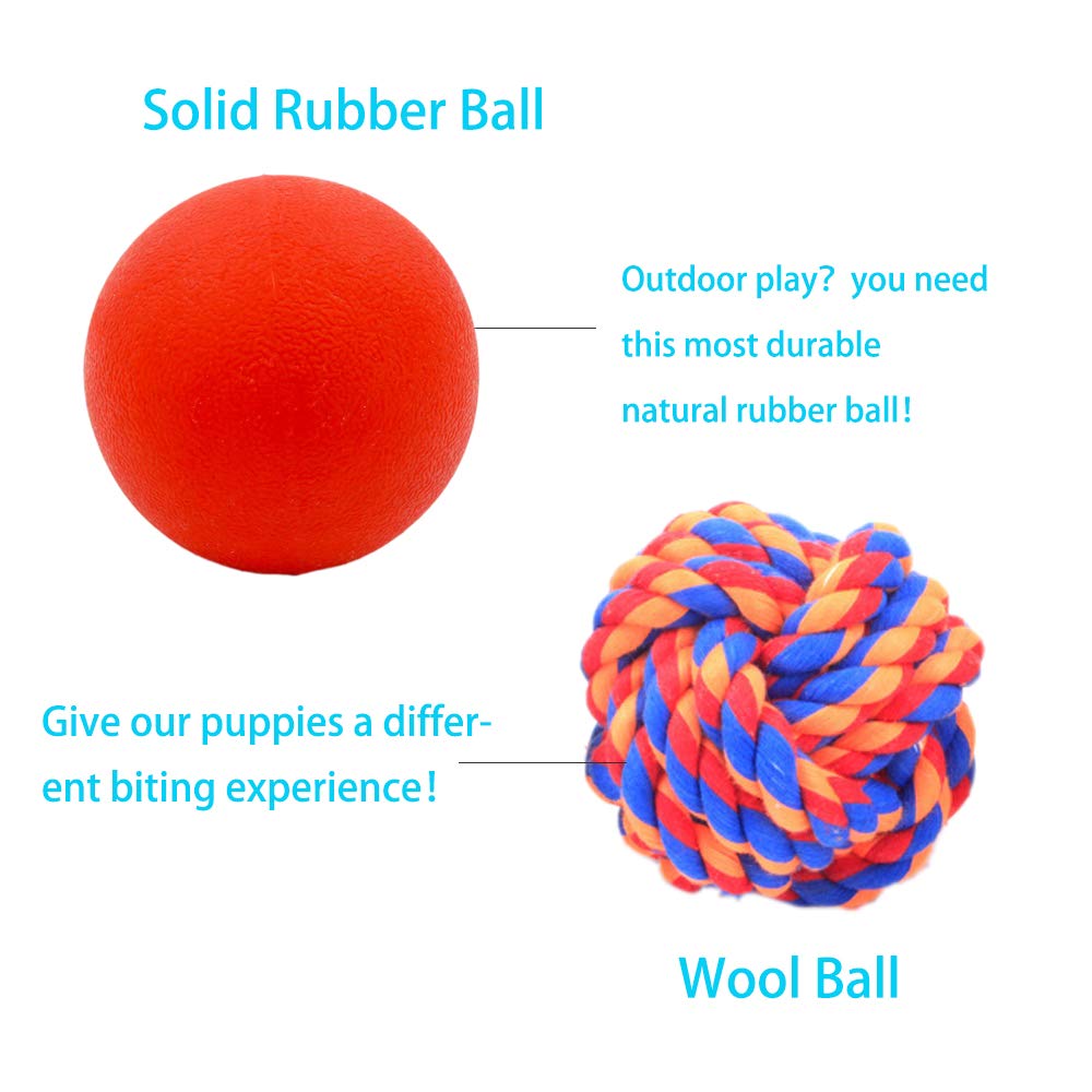 Puppy Balls - Pack with Different Functions & Teething Toys for Small Dogs, Squeaky Dog Balls, Rubber Chew Toys for Enrichment