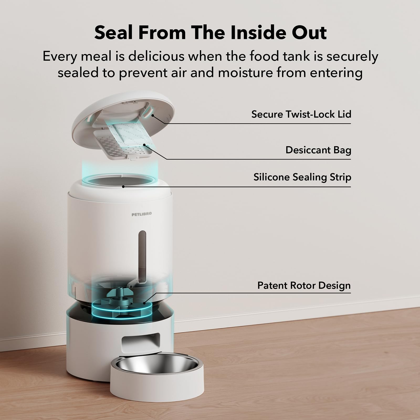 Automatic Dog or Cat Feeder, 5G WiFi Automatic Dog Food Dispenser with Freshness Preservation, 5L Timed Pet Feeder with Low Food Sensor, Up to 10 Meals Per Day,