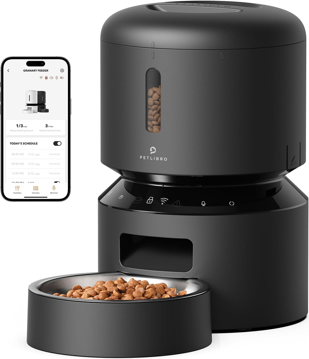 Automatic Dog or Cat Feeder, 5G WiFi Automatic Dog Food Dispenser with Freshness Preservation, 5L Timed Pet Feeder with Low Food Sensor, Up to 10 Meals Per Day,