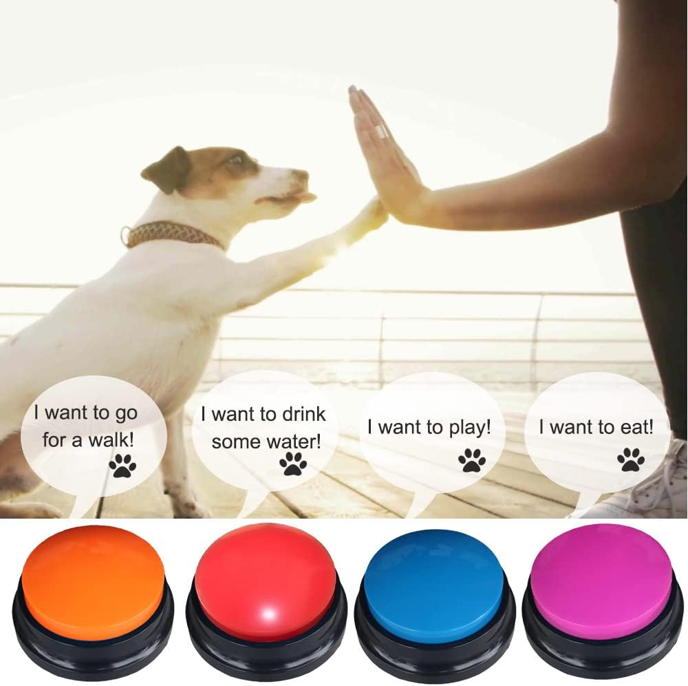 4 Color Voice Recording Button, Dog Buttons for Communication Pet Training