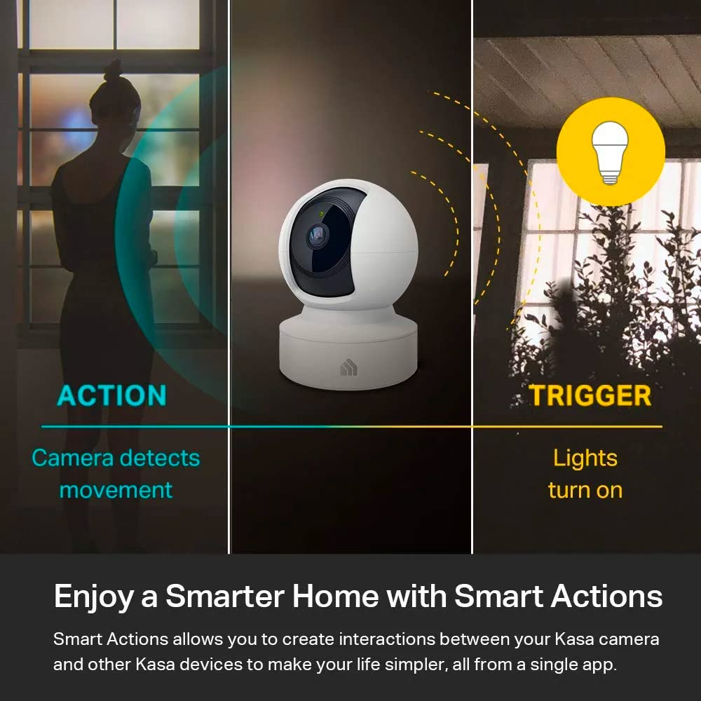 Kasa Smart Security Camera Pan/Tilt, Starlight Sensor for Color Night Vision,Motion Detection for Baby & Pet Monitor, SD/Cloud Storage,Works with Alexa & Google