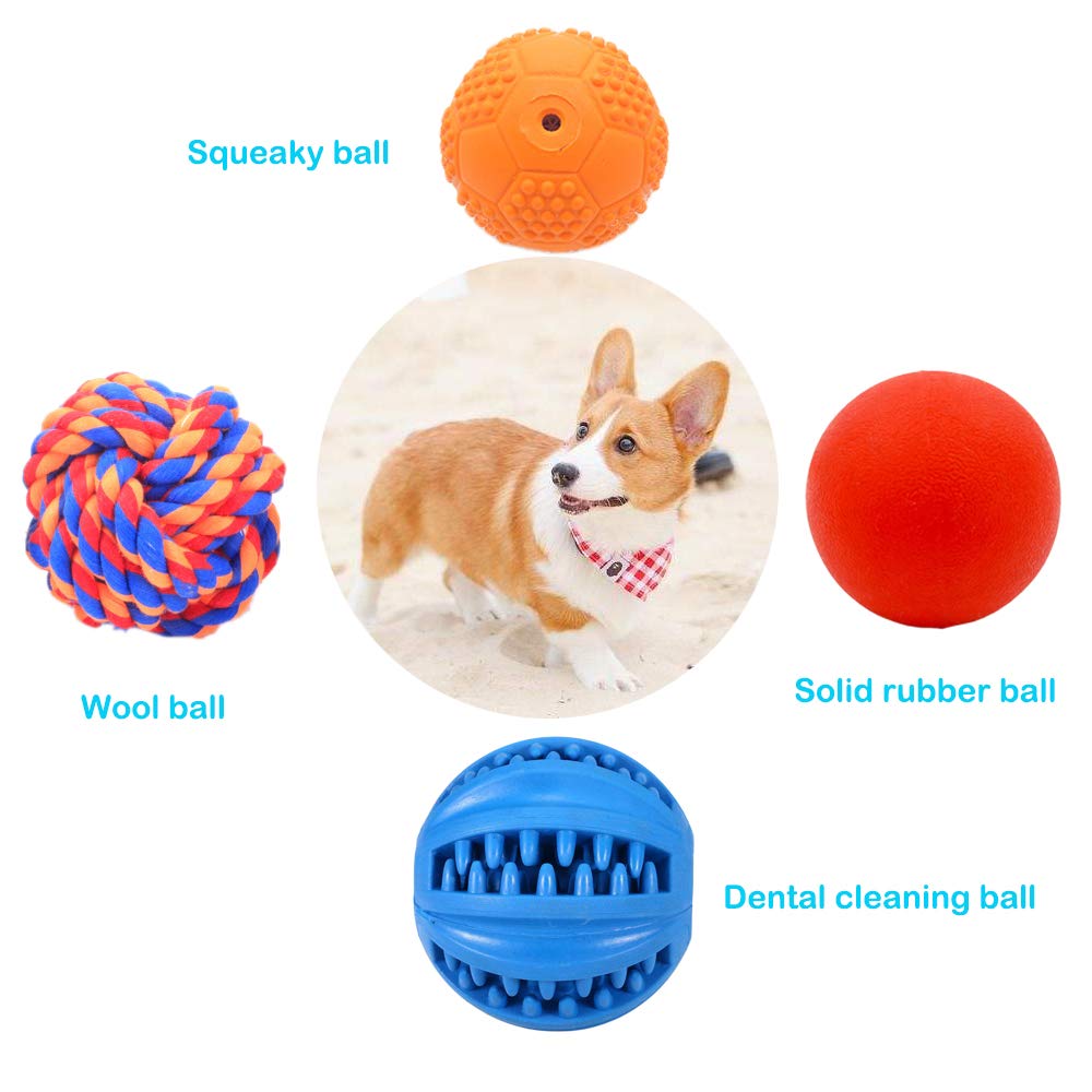 Puppy Balls - Pack with Different Functions & Teething Toys for Small Dogs, Squeaky Dog Balls, Rubber Chew Toys for Enrichment