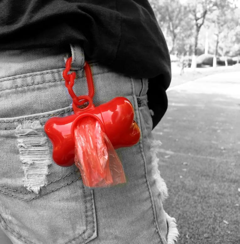 5 PCS Bone Shaped Poop Bag Dispenser Pet Waste Disposal Bag Dispenser With Waste Bag (Random Color)