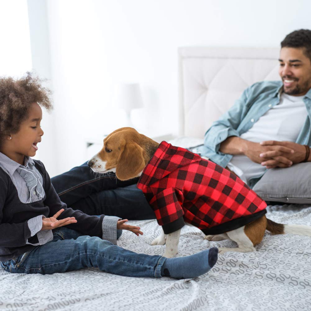 Plaid Dog Hoodie Sweatshirt Sweater for Extra Large Dogs Cat Puppy Clothes Coat Warm and Soft