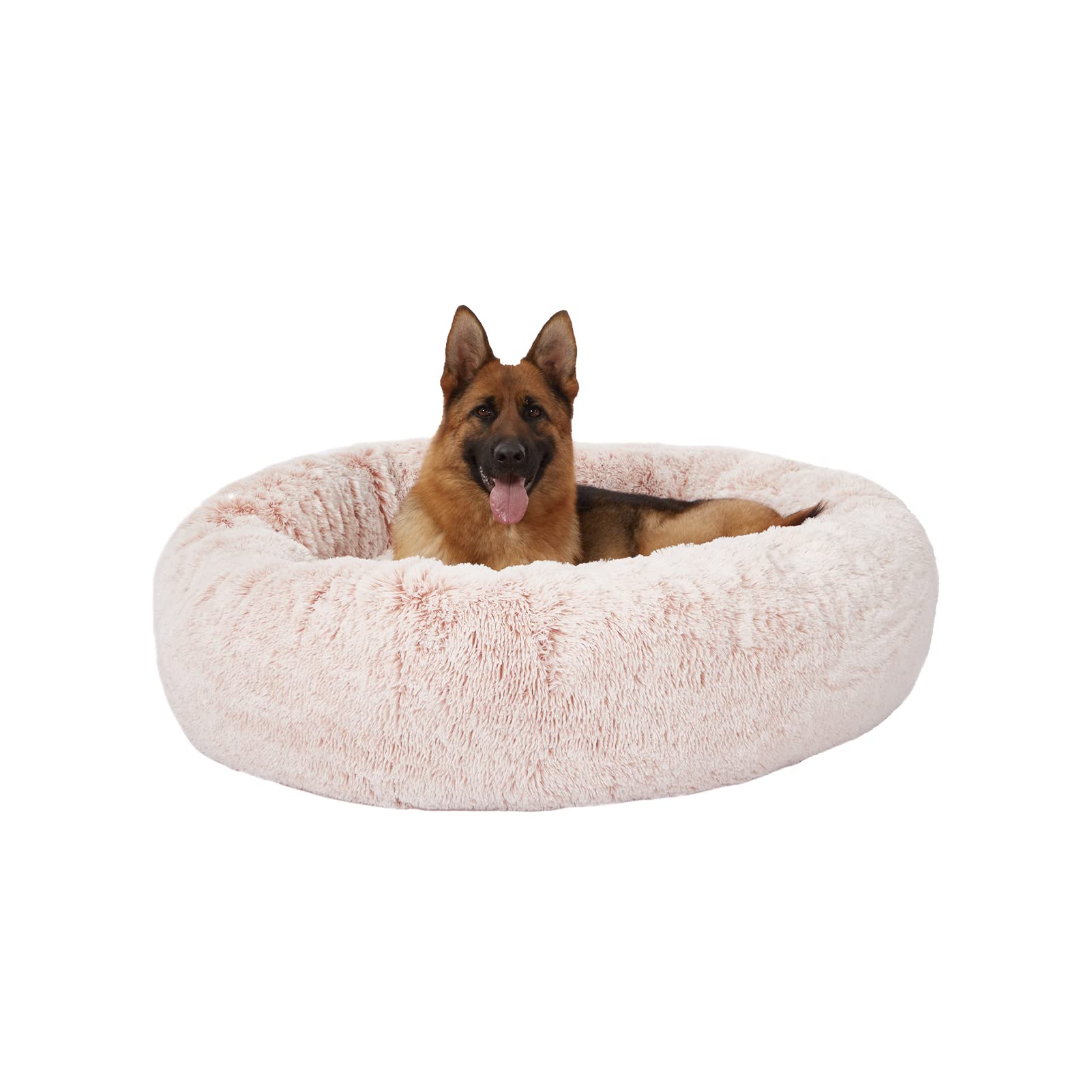 Calming Donut Dog Bed for Extra Large Dogs, Round Plush Bed with Non-Slip Bottom