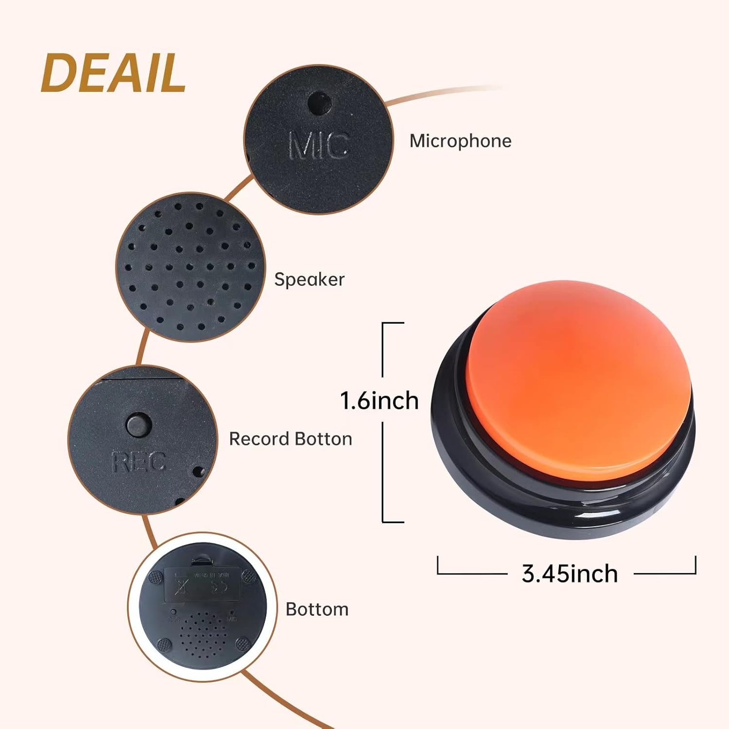 4 Color Voice Recording Button, Dog Buttons for Communication Pet Training