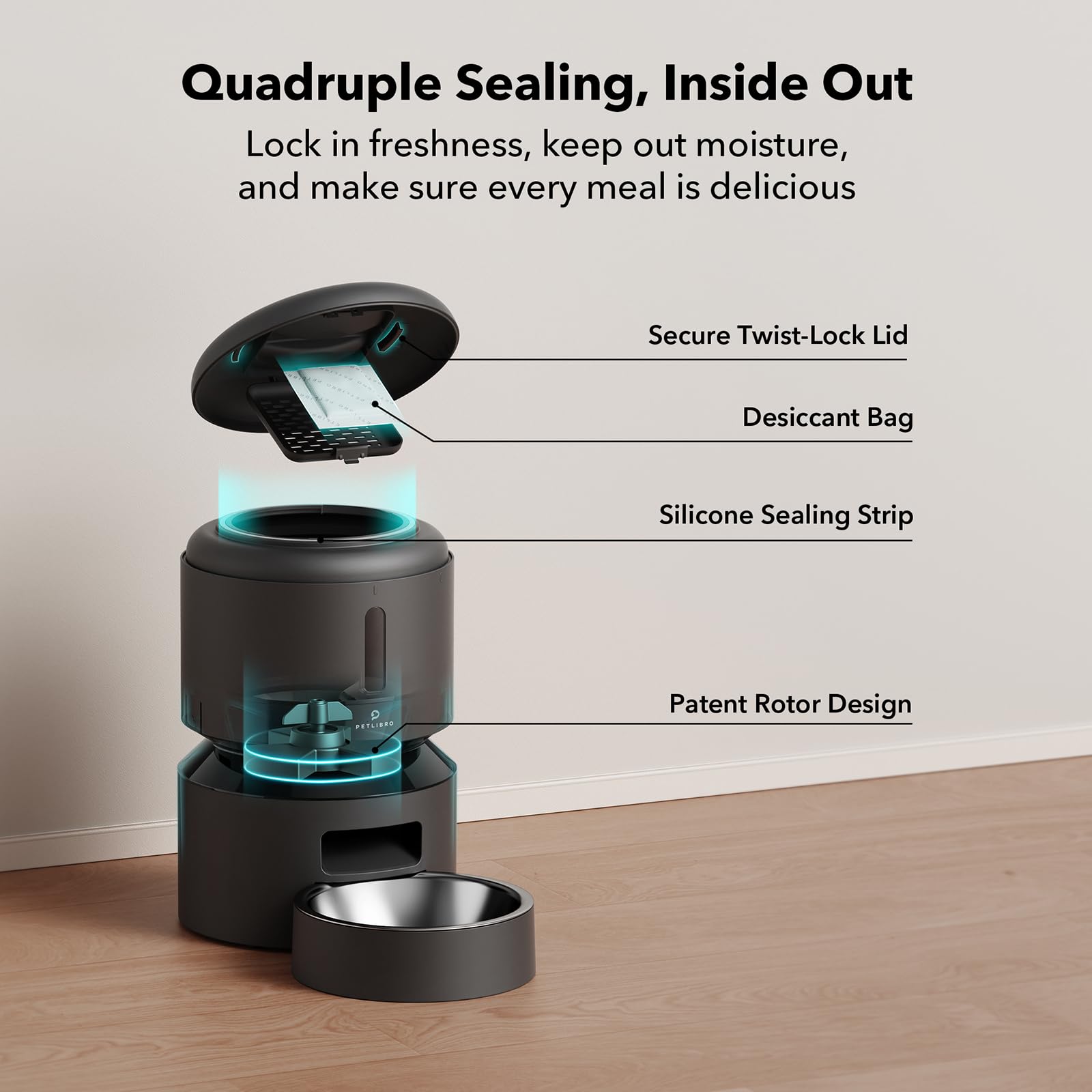 Automatic Dog or Cat Feeder, 5G WiFi Automatic Dog Food Dispenser with Freshness Preservation, 5L Timed Pet Feeder with Low Food Sensor, Up to 10 Meals Per Day,