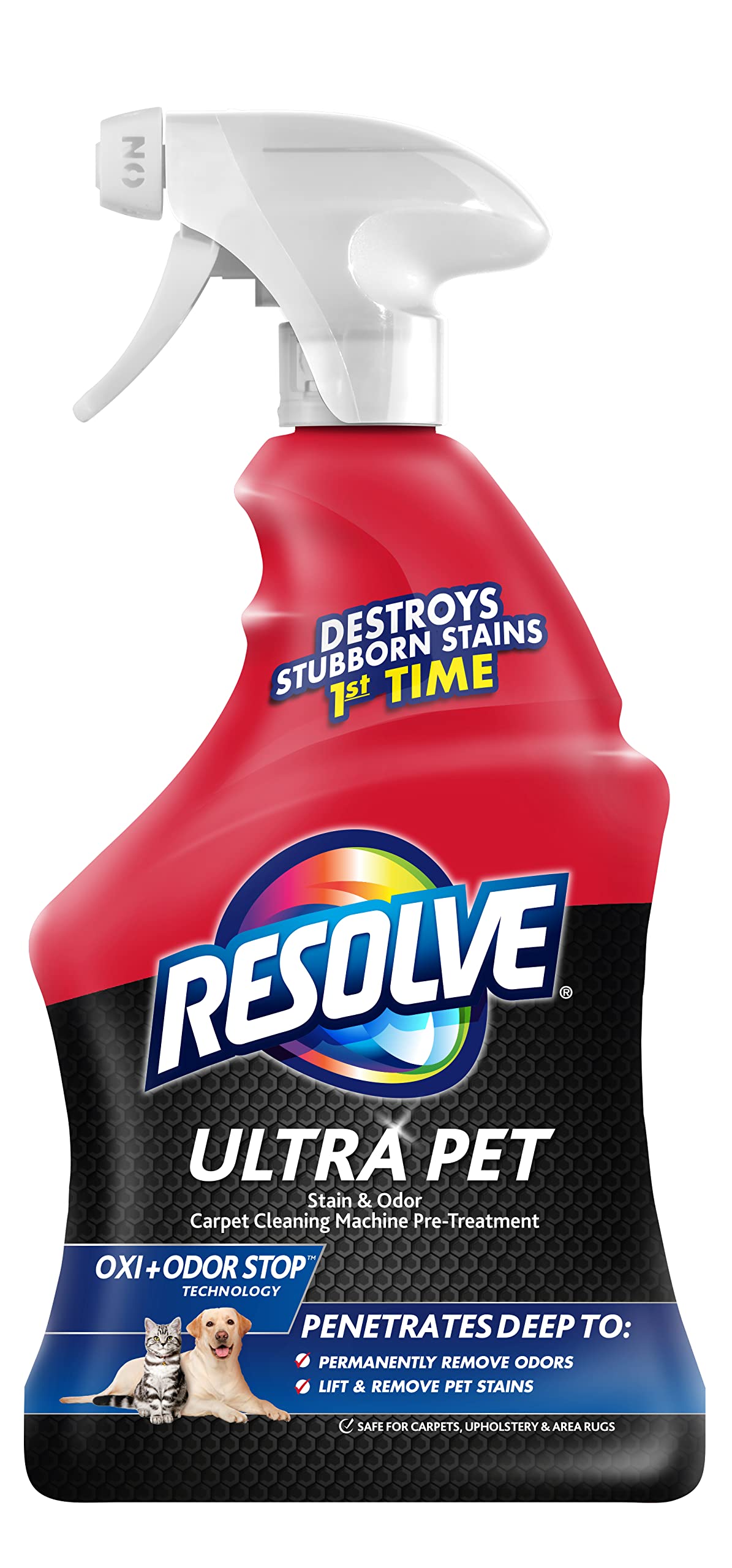 Resolve Ultra Pet Odor and Stain Remover Spray – Carpet Cleaner for Cat and Dog Urine and Poop, 32oz
