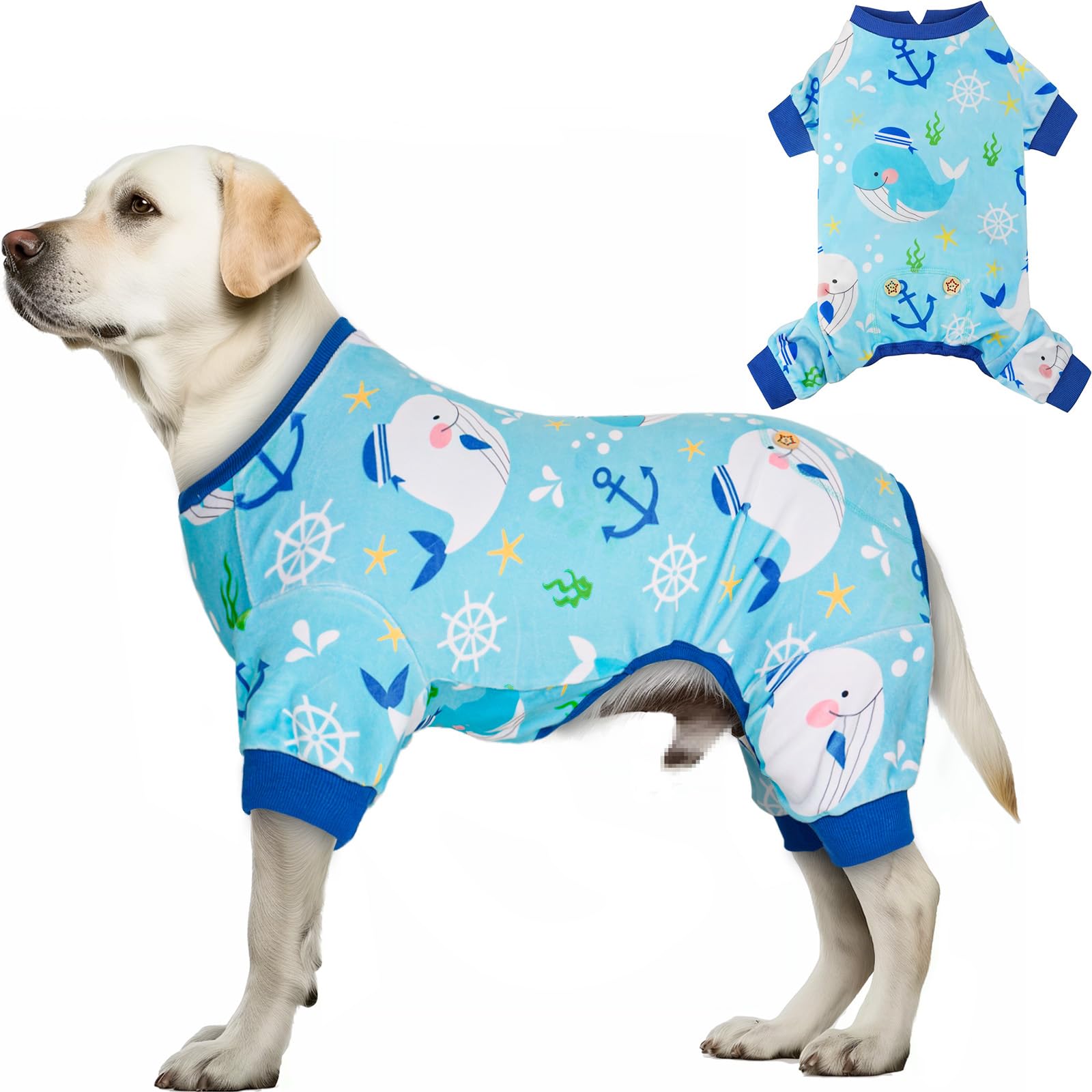Dog Pajamas Velvet Dog Pajamas Large Sized Dogs Soft Dogs Clothes Pjs with Yellow Ducks Pattern Stretchy Pet Jammies Coat Comfy Pet Onesie Costume