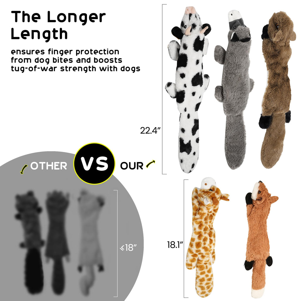 Dog Squeaky Toys, 5 PCS Crinkle Plush Dog Toys, No Stuffing Dog Toys for Small Medium Large Dogs, Stuffless Puppy Toys for Boredom