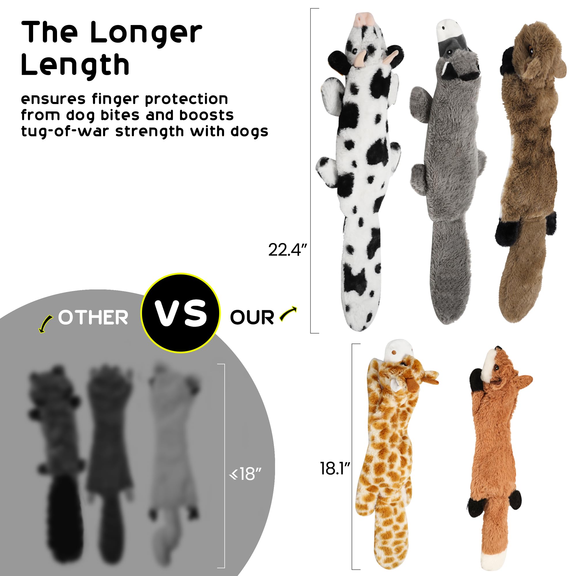 Dog Squeaky Toys, 5 PCS Crinkle Plush Dog Toys, No Stuffing Dog Toys for Small Medium Large Dogs, Stuffless Puppy Toys for Boredom