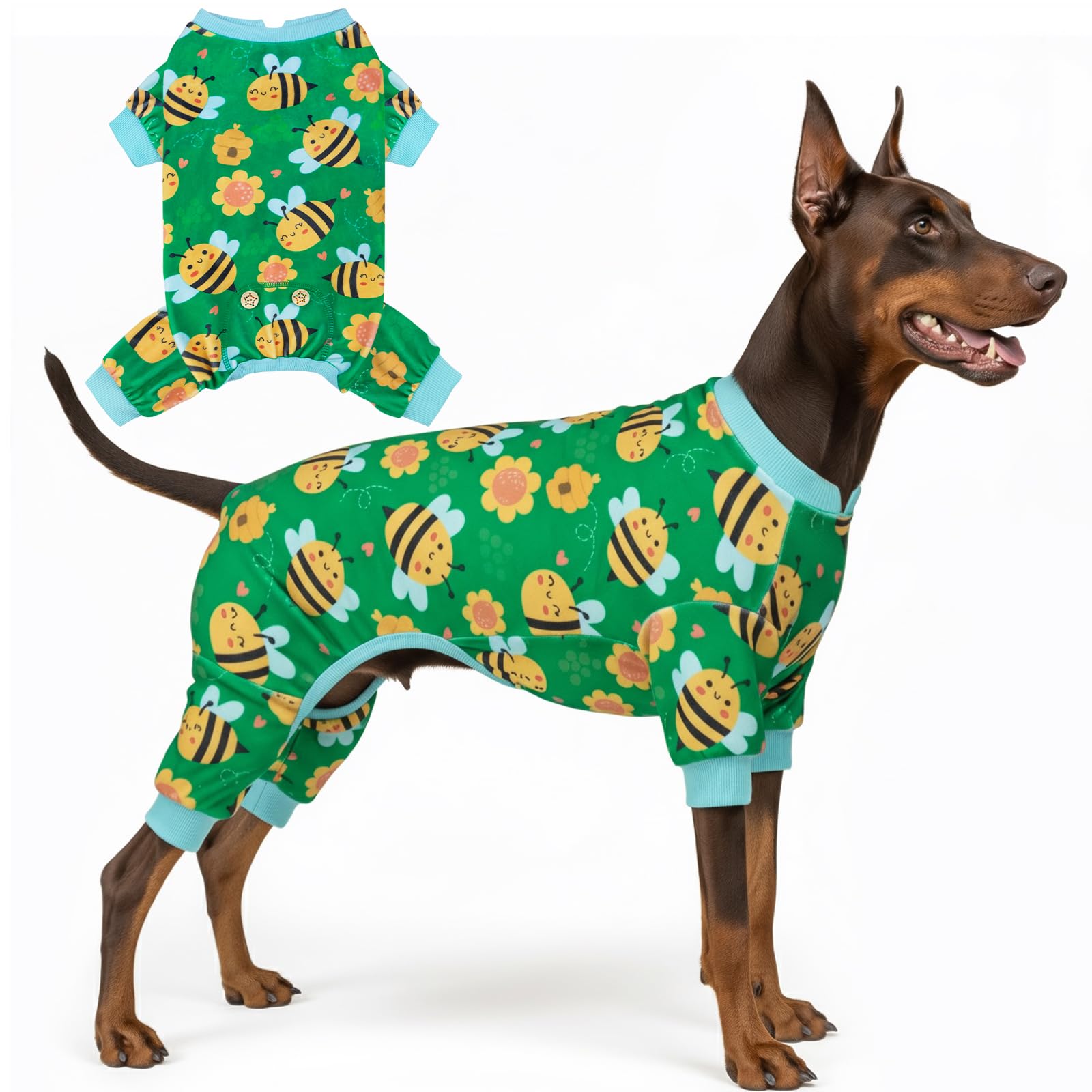Dog Pajamas Velvet Dog Pajamas Large Sized Dogs Soft Dogs Clothes Pjs with Yellow Ducks Pattern Stretchy Pet Jammies Coat Comfy Pet Onesie Costume