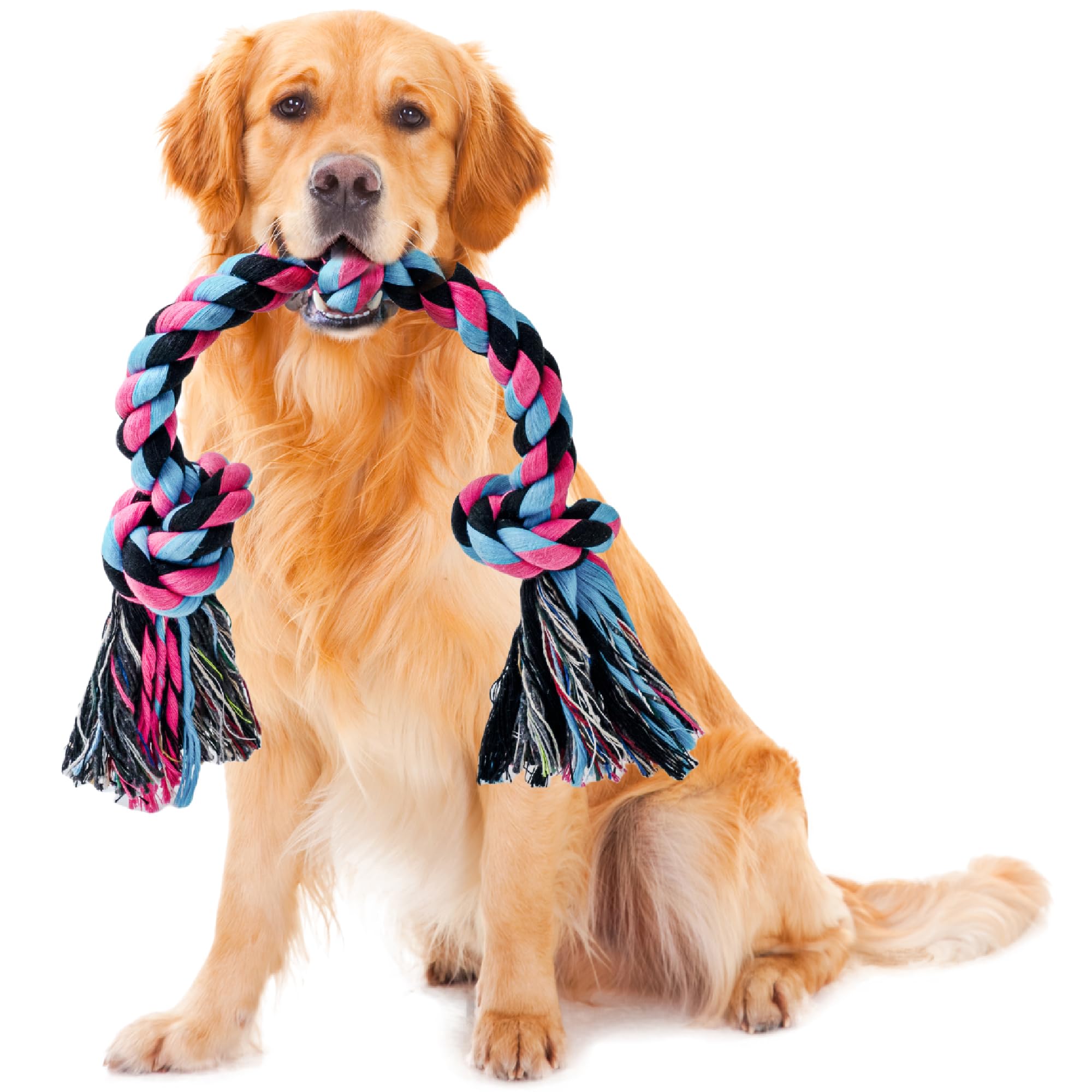 Large Tough Chew Toys for Aggressive Chewers Large Breed,Heavy Duty Dental Rope Toys Kit for Medium Dogs,5 Knots Indestructible Cotton Puppy Teething Chew Tug Toy Set of 9