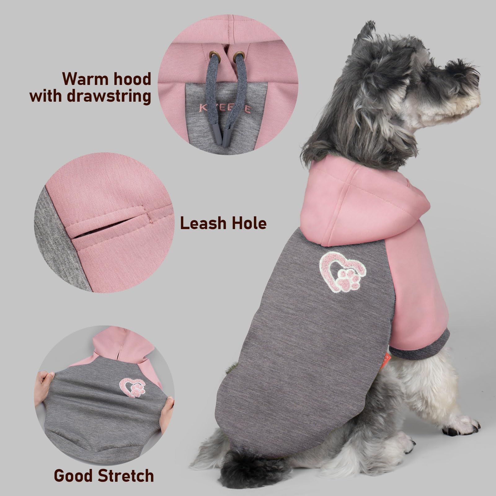 Premium Dog Hoodie Stretchy Pet Sweatshirt with Drawstring Soft Dog Clothes for Small Dogs Dogs Winter Coat for Cold Weather Warm Pet Clothes Comfort Cat Sweater Cat Coat with Leash Hole