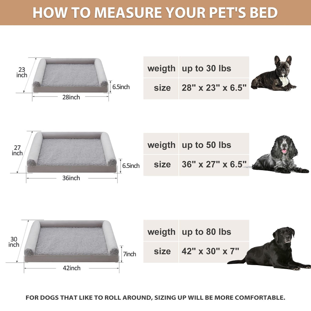 BFPETHOME Dog Beds for Large Dogs, Orthopedic Dog Bed for Medium Large Dogs,Big Waterproof Couch Pet Bed with Removable Washable Cover