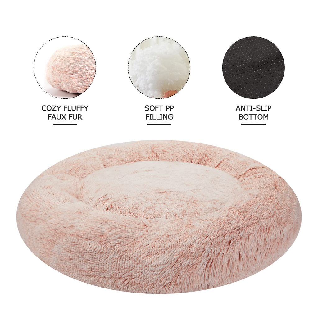 Calming Donut Dog Bed for Extra Large Dogs, Round Plush Bed with Non-Slip Bottom