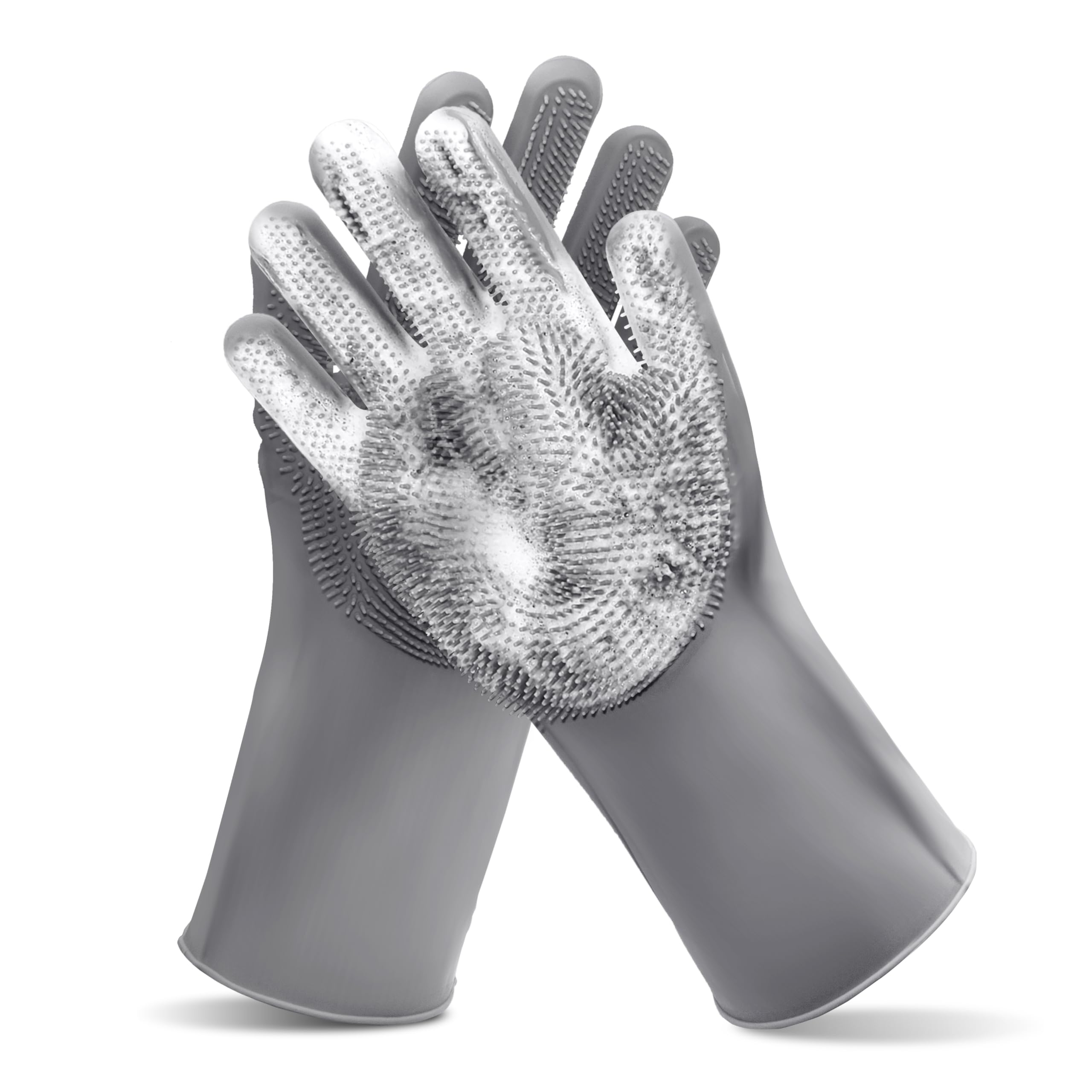 Pet Grooming Gloves—Heat Resistant Dog Washing Gloves with High-Density Teeth, Dog Bath Scrubber with Enhanced Five Finger Design, Silicone Gloves for Dogs and Cats Bathing, Massage (Blue)