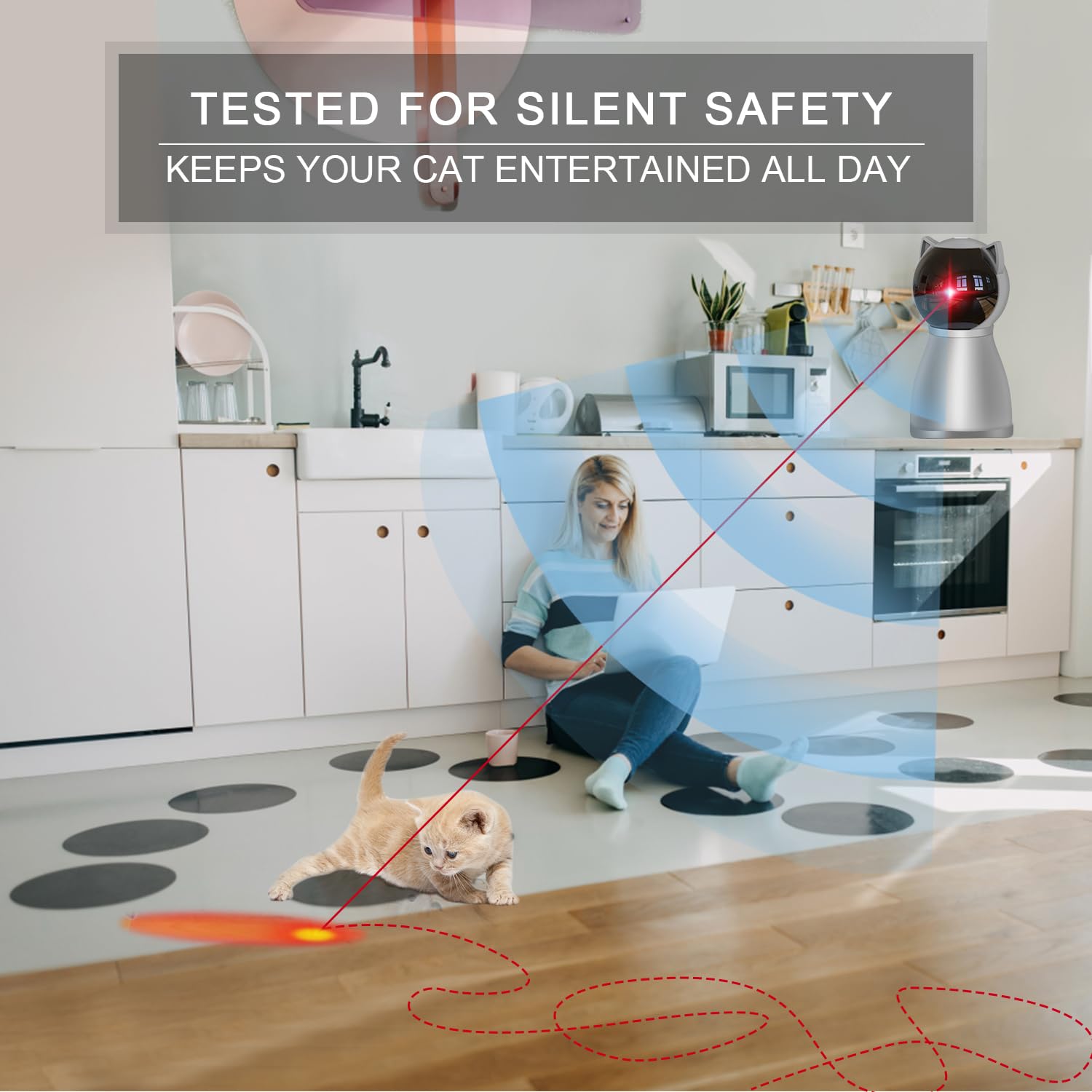 Premium Laser Cat Toys for Indoor Cats,The 4th Generation Real Random Trajectory Motion Activated Rechargeable Automatic Cat Laser Toy,Interactive Cat Toys for Bored Indoor Adult Cats/Kittens(White)