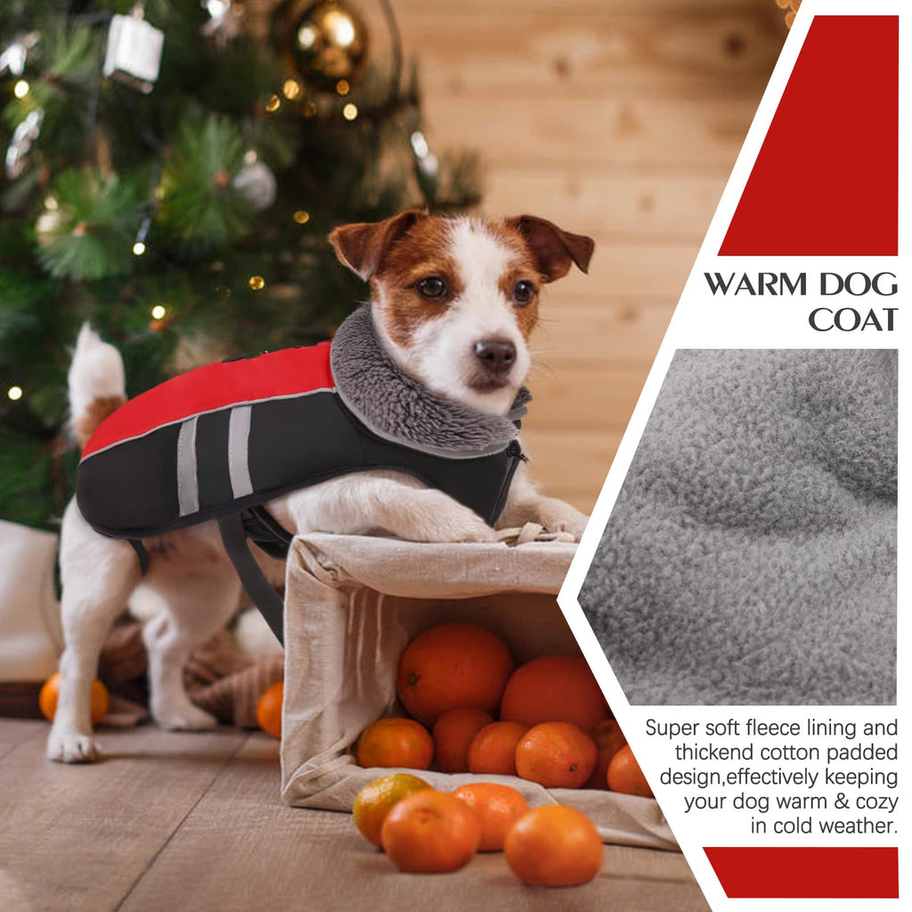 Premium Warm Dog Coat Reflective Dog Jacket, Waterproof Dog Winter Coat Turtleneck Dog Clothes for Cold Weather, Thick Fleece Dog Snowsuit Christmas Dog Vest Pet Apparel for Small Medium Large Dogs