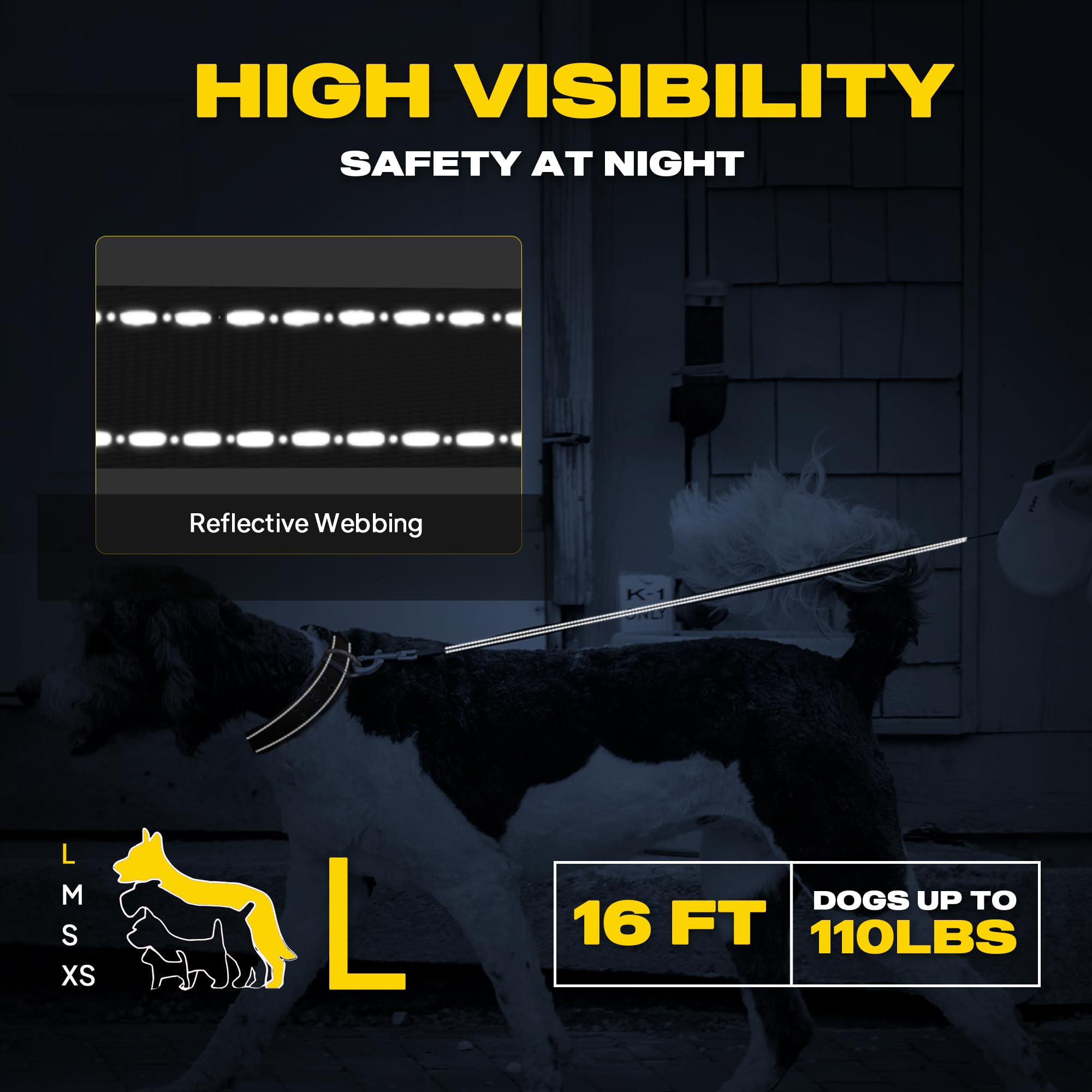 Retractable Dog Leash, 16 ft Dog Walking Leash for Small Dogs up to 26 lbs, 360° Tangle Free, Black