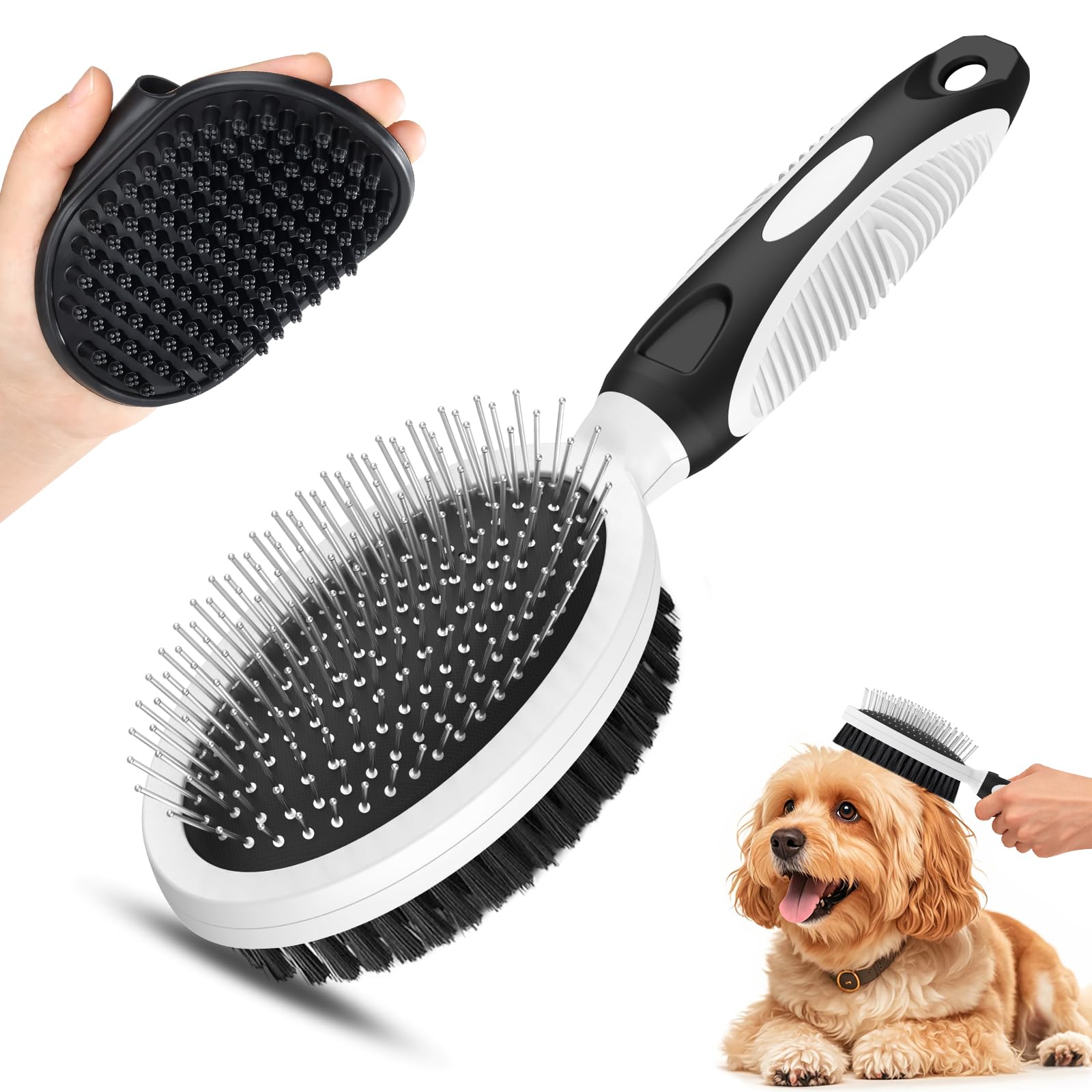 2PCS Pet Grooming Tools - Double-Sided Brush for Shedding and Bathing, Suitable for Short/Long Haired Dogs Cats and Horses, Deshedding Dog Brush, Mane & Tail Combs for Horses - Pet Supplies (Blue)