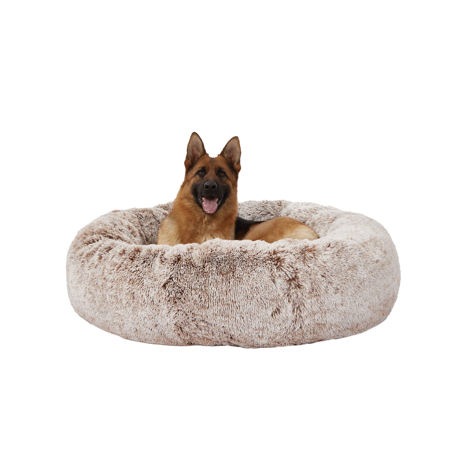 Calming Donut Dog Bed for Extra Large Dogs, Round Plush Bed with Non-Slip Bottom